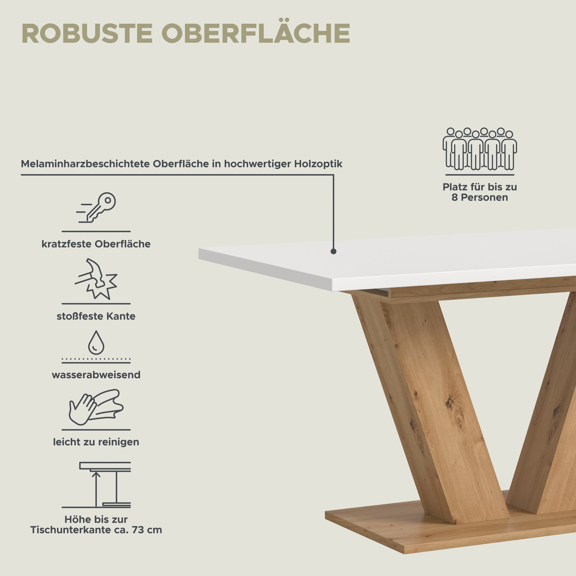 INOSIGN Esstisch »Motus, ausziehbar 150 -190 cm, inklusive 40 cm Einlegeplatte«, (Set, 1 St.), V-Gestell mit Bodenplatte, Tisch, Küchentisch, Esszimmer, Küche