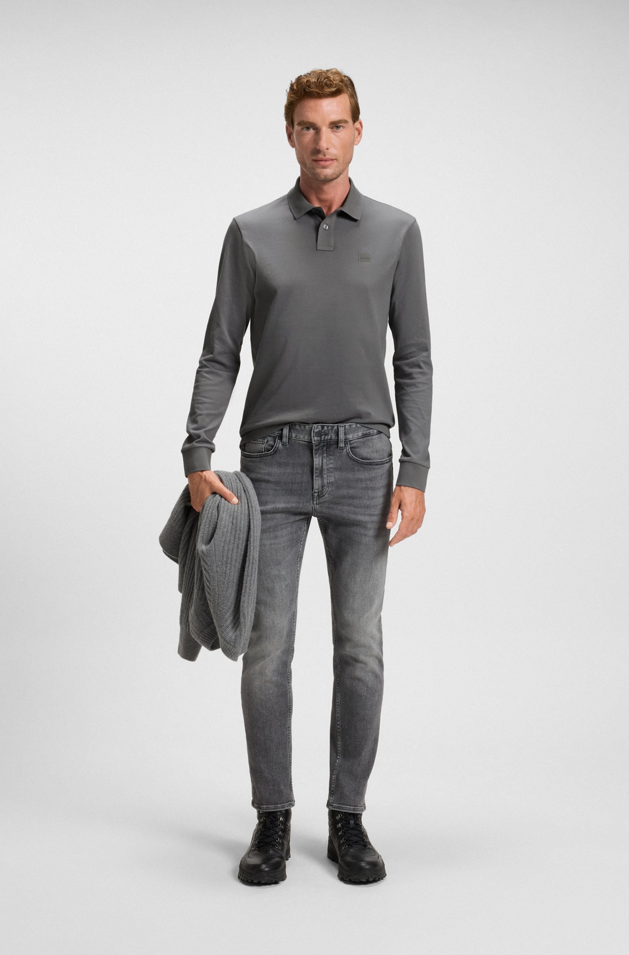 BOSS ORANGE »Passerby Langarm Regular Fit« Langarm Classic Stretch Pique Polo, pflegeleicht