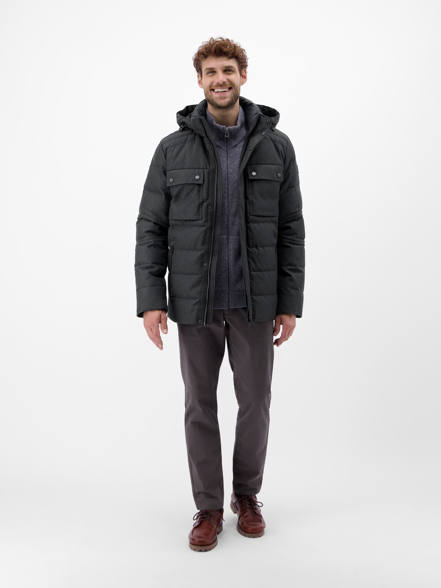 LERROS Steppjacke »LERROS Herren Fieldjacket in Woll-Optik«, mit Kapuze, Wasser- und windabweisend, atmungsaktiv