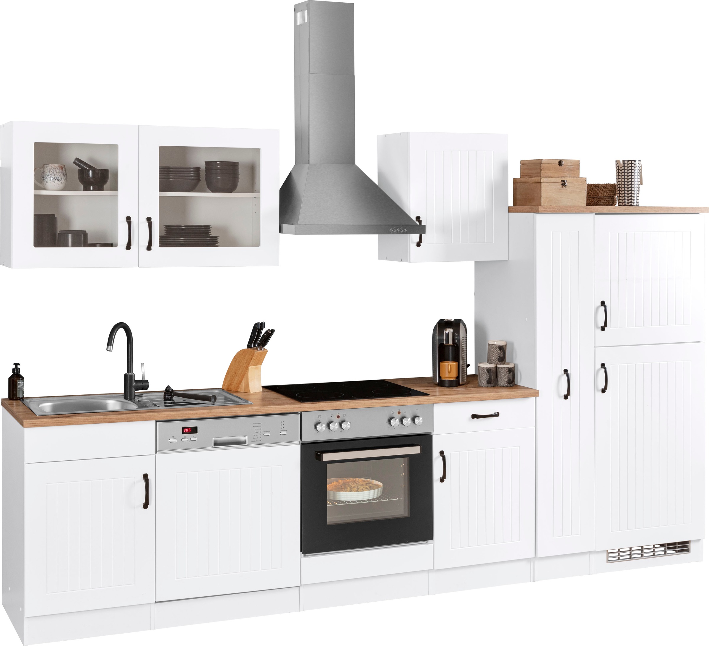 KOCHSTATION Küchenzeile »KS-Athen« mit E-Geräten, Breite 310 cm