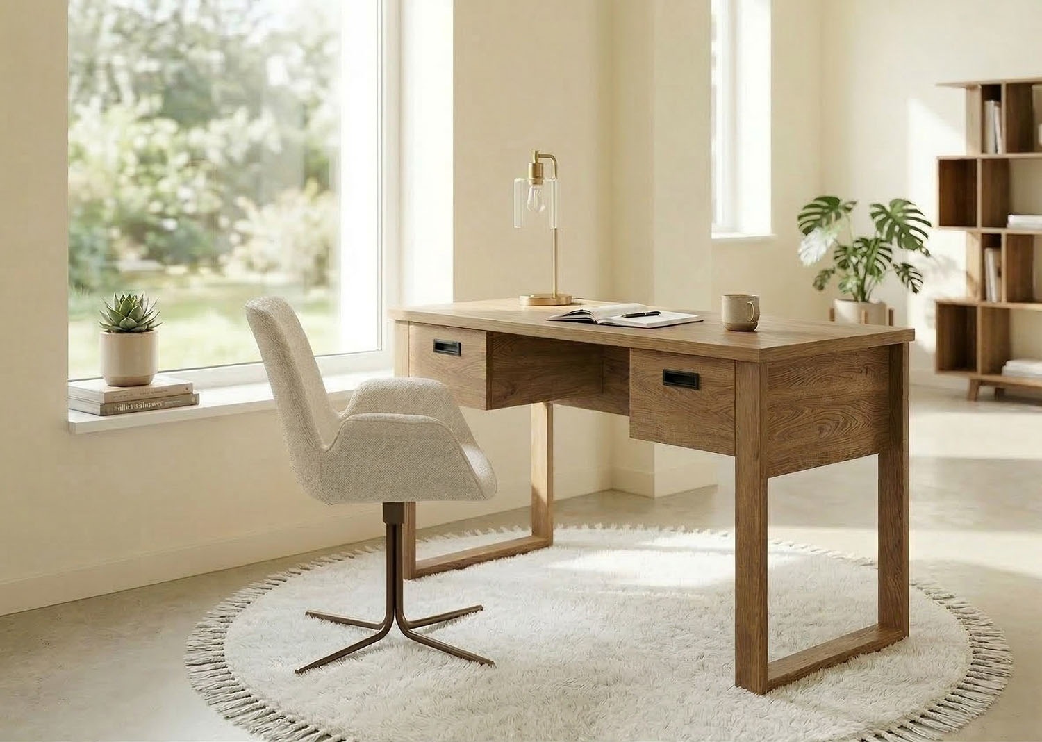 Jahnke Schreibtisch »RIVA D 140« Schreibtisch,Stauraum,2 Türen, Metallgriffe,Eiche-Optik,Breite:140 cm