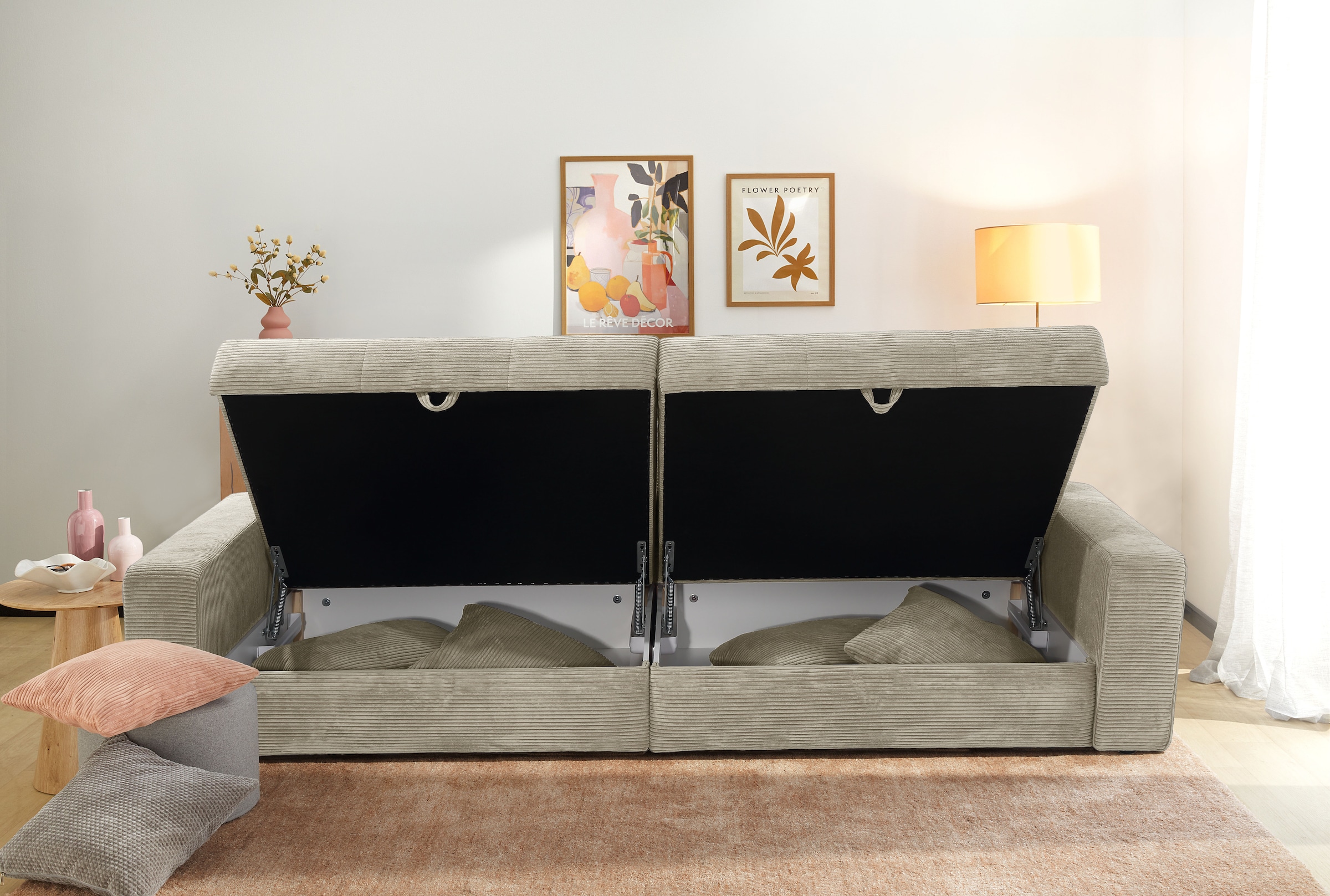Jockenhöfer Gruppe Big-Sofa »Space XL, B: 284 cm« Mega-Sofa mit Bettkasten & 4 Zierkissen