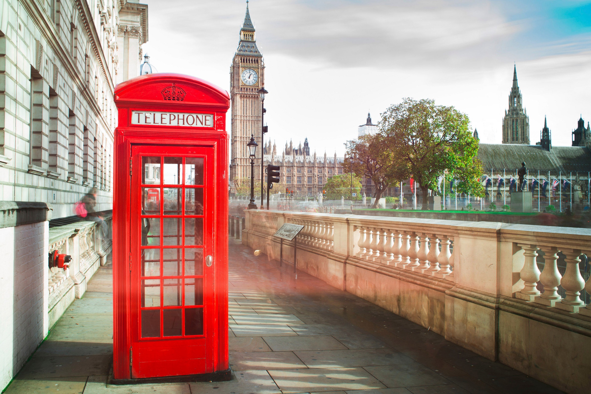 A.S. Création Leinwandbild »Phone Booth«, Kunst-London-Kinder, (1 St.), London Bild Keilrahmen Großstadt Leinwand-Bild Wohnzimmer modern Wand
