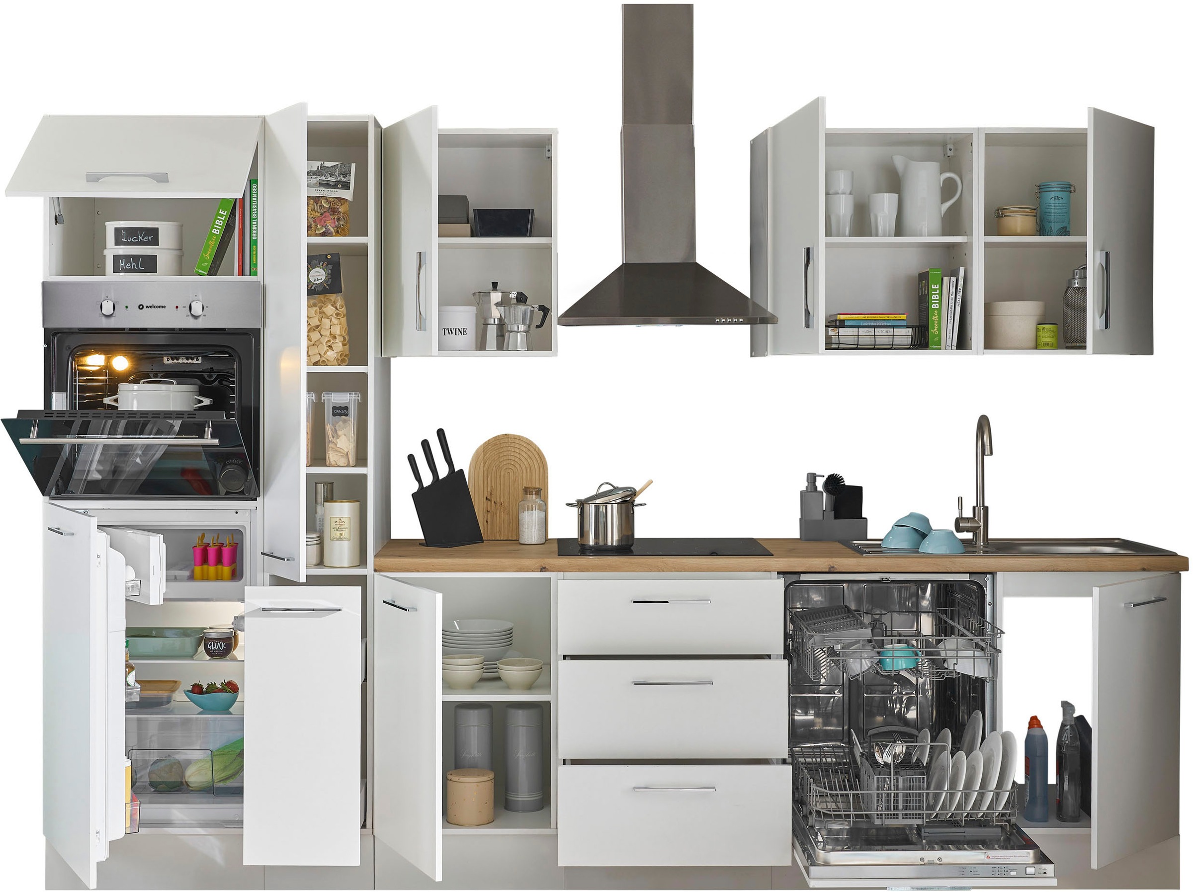 BASIC by Balculina Küchenzeile »Turin«, Breite 310 cm, wahlweise mit E-Geräten