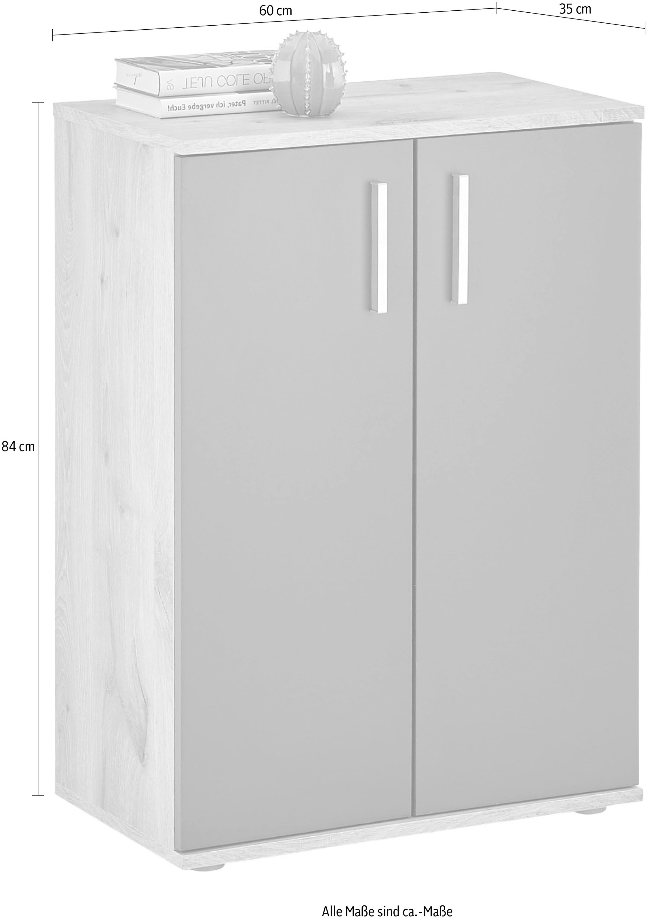 HBZ Kommode »BC-Drift-2, Mehrzweckschrank Stellmaß BxHxT 60x84x35 cm«, (1 St.), Schrank mit 2 Türen und 1 Einlegeboden