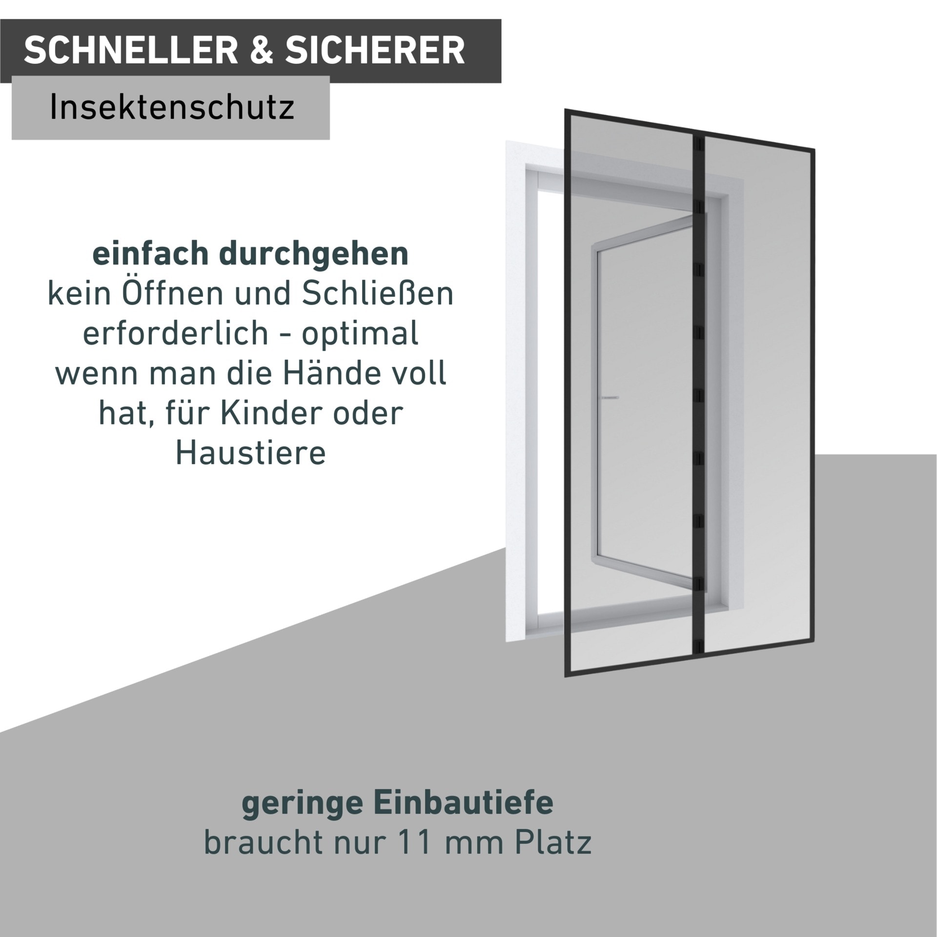 Windhager Insektenschutz-Vorhang »RHINO IS, Türvorhang mit Magnetverschluss für Balkon- und Terrassetür« Fliegengitter-Vorhang Magnet, Gewebe 95 x 215 cm, anthrazit