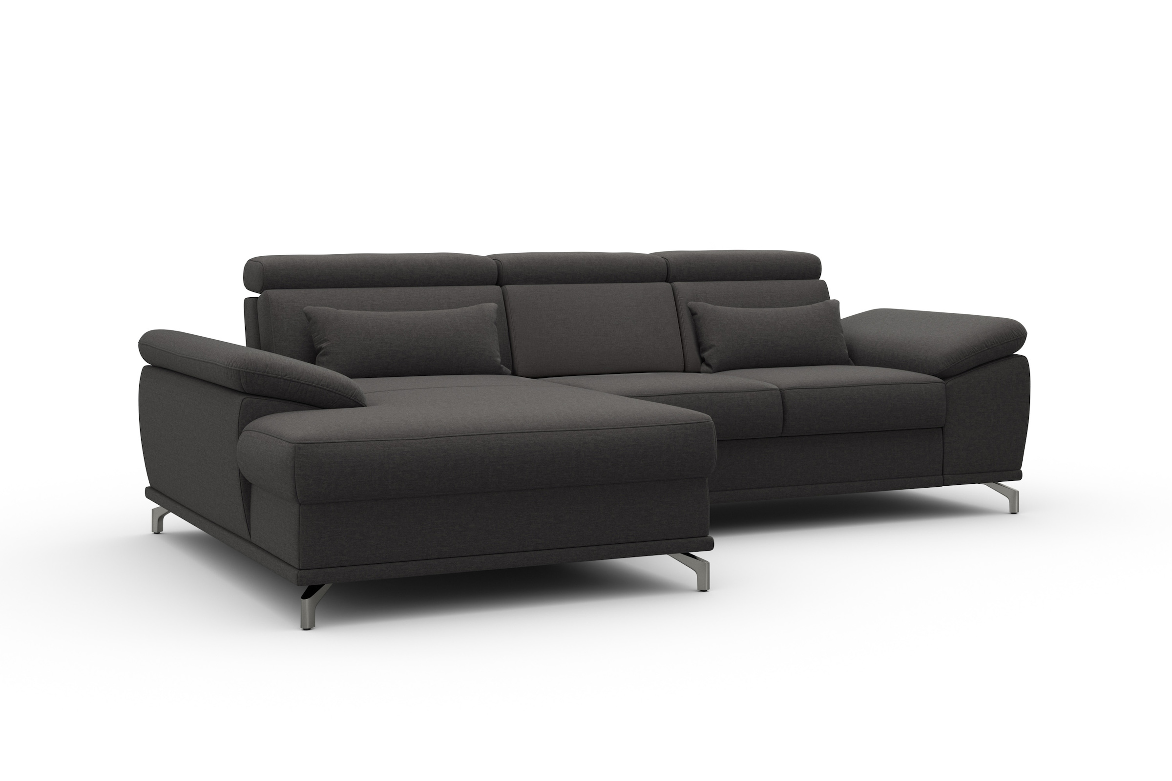 sit&more Ecksofa »Cabrio L-Form, mit Sitztiefenverstellung, Arm- und Kopfteilverstellung«, 2 Nierenkissen, Federkern, optional Bettfunktion und Stauraum