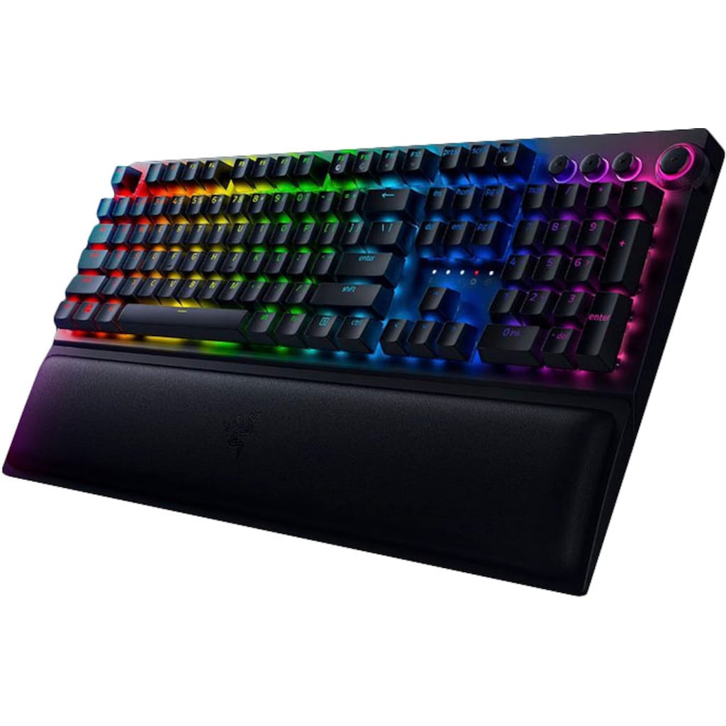 RAZER Gaming-Tastatur »BlackWidow V3 Pro - Grün Switch - DE«, (Multimedia-Tasten-Handgelenkauflage-USB-Anschluss-Ziffernblock)