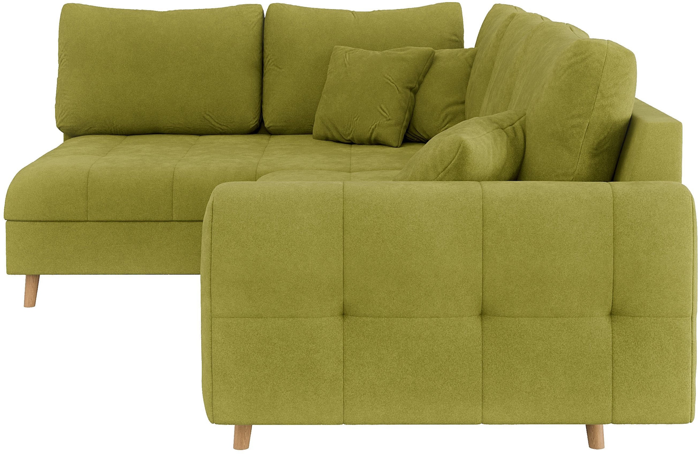 Home affaire Ecksofa »CHARRE L-Form mit Ottomane, Maße B/T/H: 231/161/81 cm«, feine Steppung, lose Rücken- und Zierkissen, auch in Cord und Bouclé