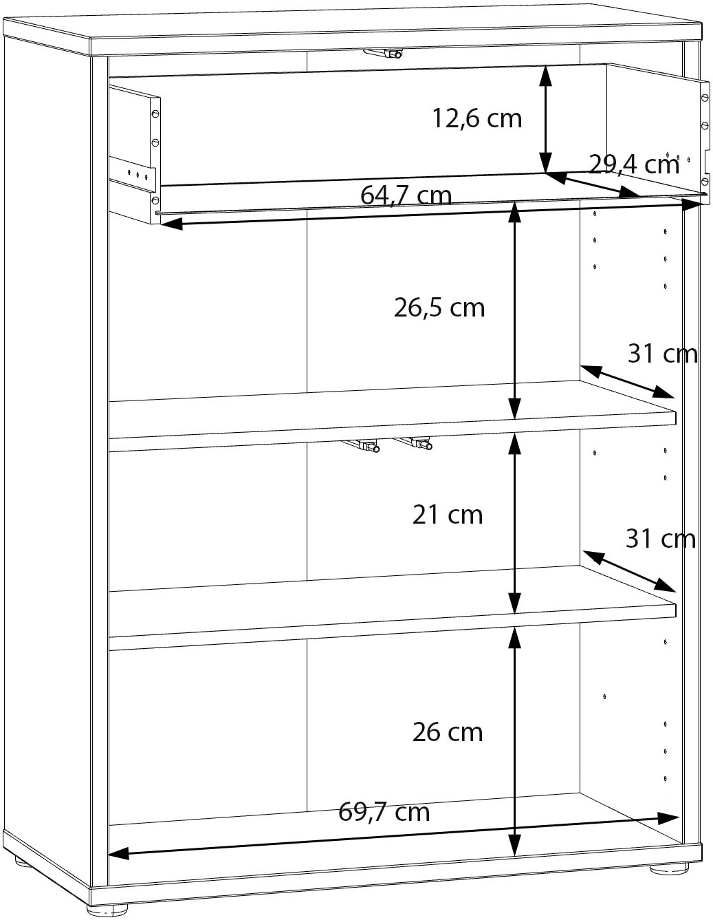 FORTE Schuhschrank »Alice Springs« B/H/T 74,5/99,1/34,9 cm Push to open, 12 Paar Schuhe