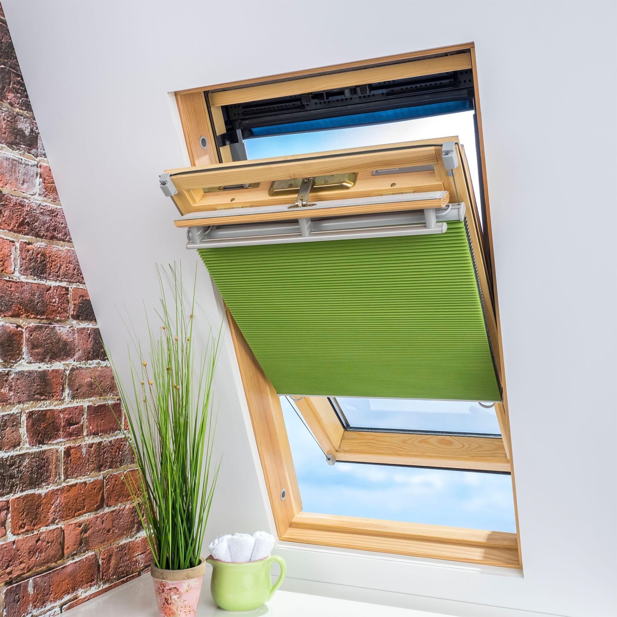 energiesparend, Dachfensterplissee Fixmaß bestellen ohne bequem Bohren, verspannt, schnell Liedeco und Dachfenster-Plissee«, verdunkelnd, »Universal
