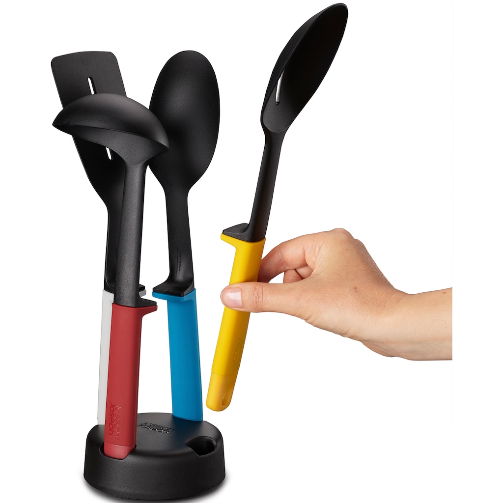 Joseph Joseph Kochbesteck-Set »Elevate™ Slim«, (Set, 5 tlg., Storage stand, Slotted Turner, Slotted spoon, Solid spoon, Ladle)