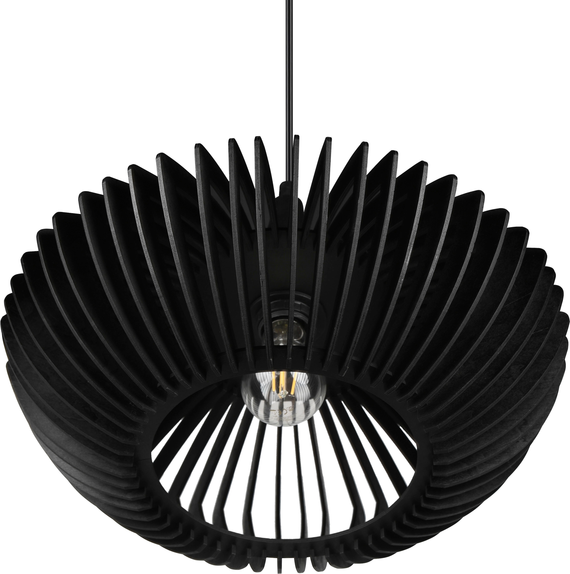 TRIO Leuchten Pendelleuchte »Colino«, 1 flammig, Leuchtmittel E27 | ohne Leuchtmittel, Hängelampe mit Holzschirm Ø40cm höhenverstellbar bis 150cm, exkl 1xE27