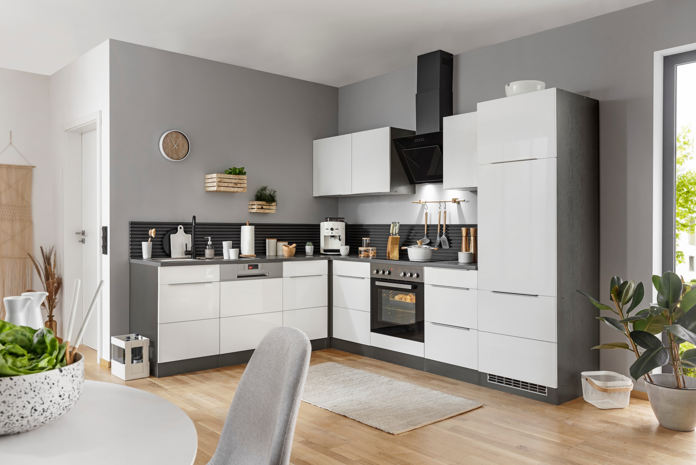 KOCHSTATION Winkelküche »KS-Brindisi«, Stellbreite 220/280 cm, wahlweise mit E-Geräten, mit MDF-Fronten