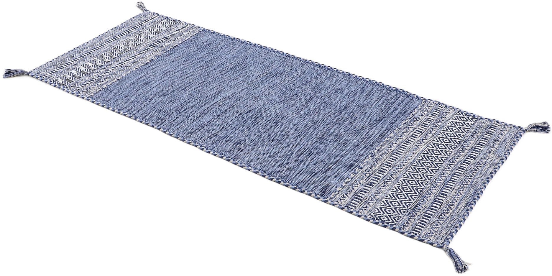 carpetfine Läufer »Kelim Azizi«, rechteckig, 5 mm Höhe, Baumwolle, Wendeteppich mit Fransen, Wohnzimmer