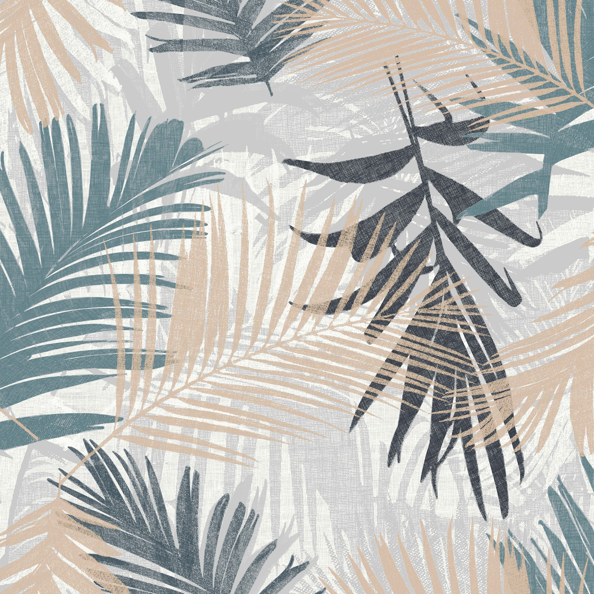 Vliestapete BOUTIQUE "Boutique Vliestapete Jungle Glam Blau Grau", blau, B:0,52m L:10m