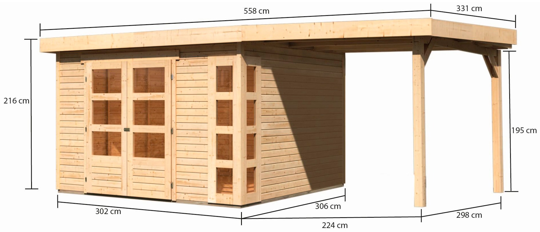 Karibu Gartenhaus »Nordsee 6«, (Set), mit Schleppdach 2,40 m Breite