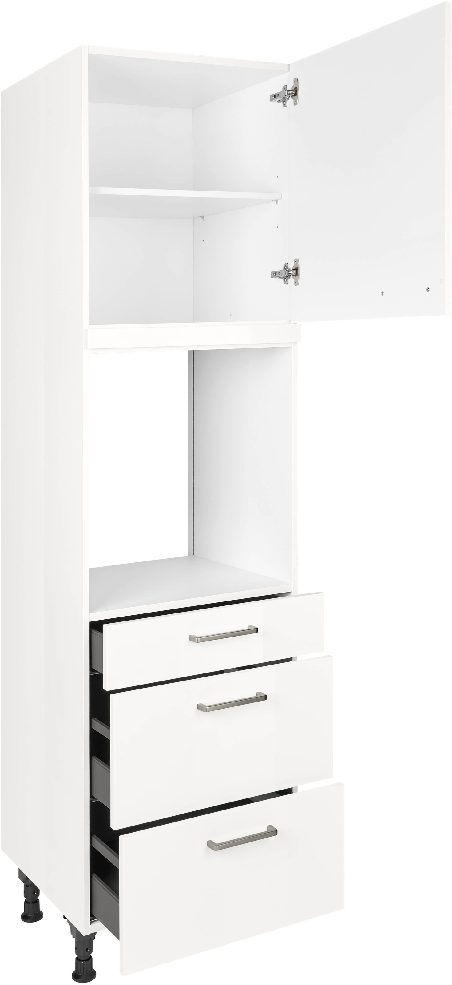 nobilia® Backofenumbauschrank »"Flash", Ausrichtung wählbar, mit Schublade und zwei Auszügen und«, einer Tür, vormontiert, Breite/Höhe: 60/216,6 cm