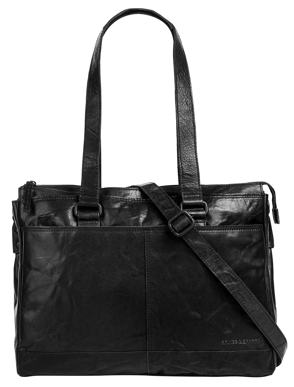 Shopper, echt Leder, Gr. B/H/T: 42 cm x 28 cm x 11 cm onesize, schwarz
