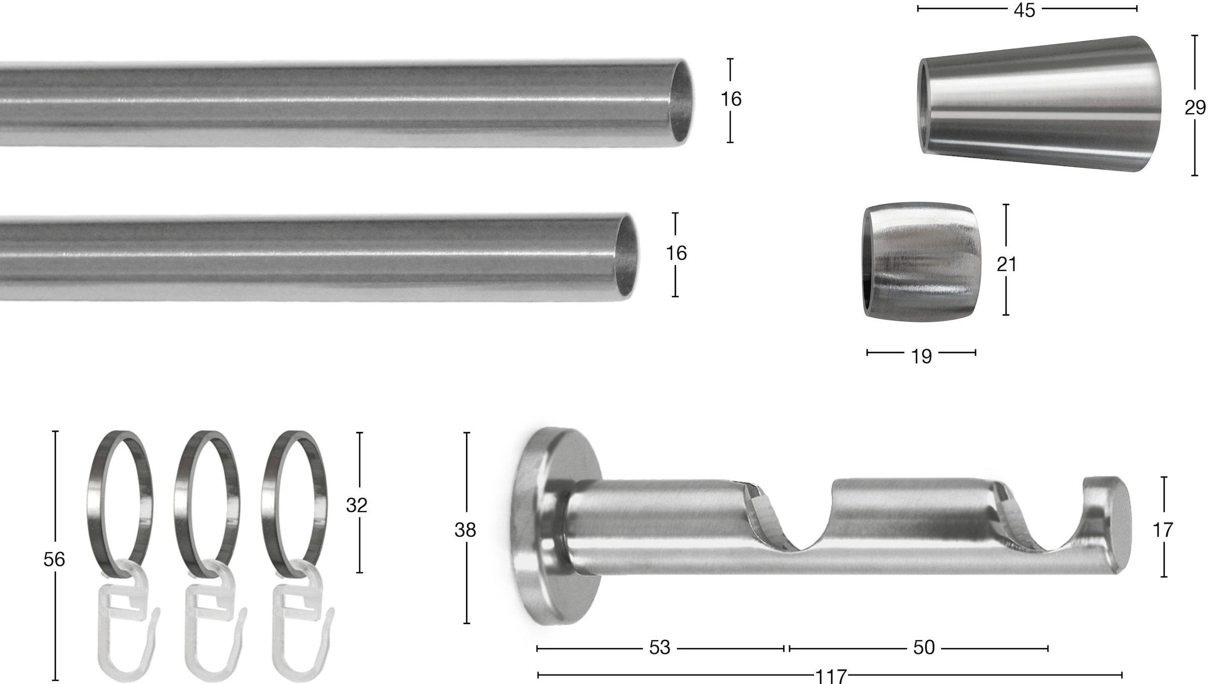 GARESA Gardinenstange »ROSA« Ø 16 mm 2 läufig-läufig Wunschmaßlänge;Träger; günstig online kaufen