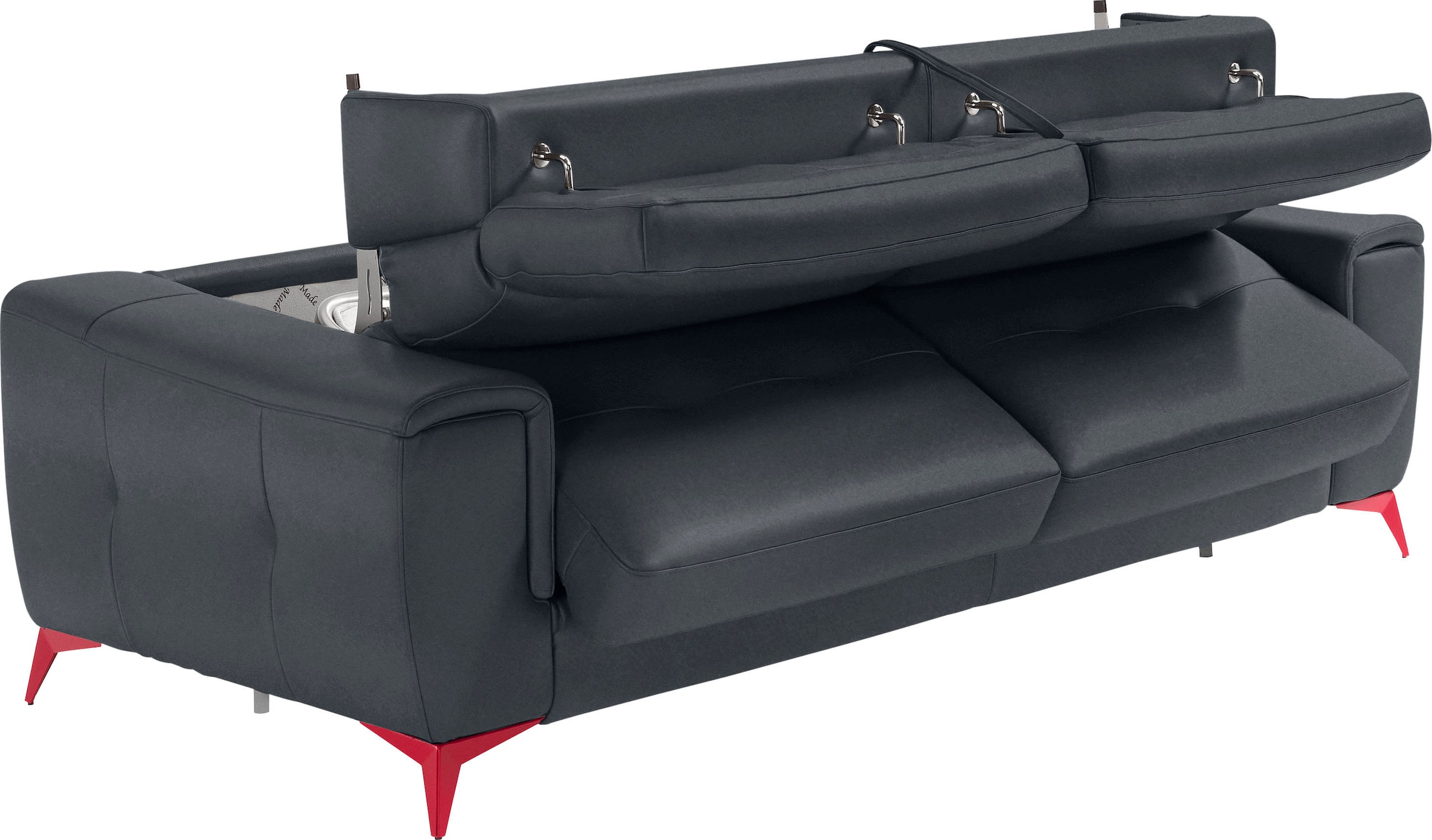 Egoitaliano Schlafsofa »Francine, Designsofa, Loungesofa mit Dauerschlaffunktion, Bettfunktion«, hochwertiger Metallbettrahmen & Matratze, Kopfteil manuell verstellbar