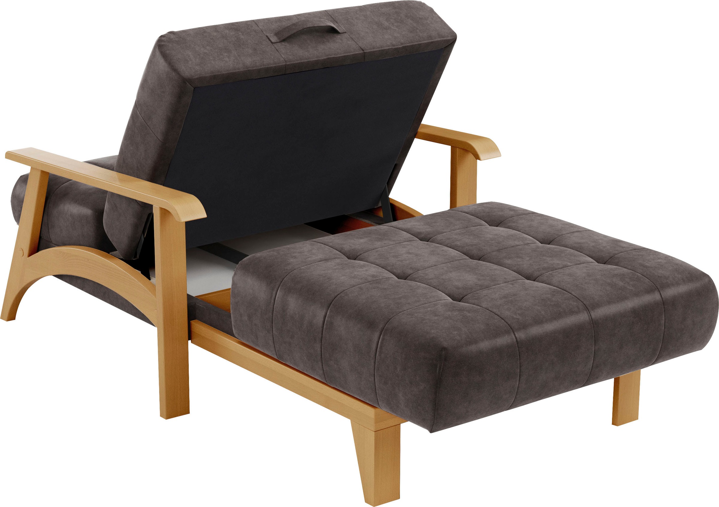 sit&more Recamiere »Billund«, Armlehnen aus eichefarbigem Buchenholz, verschiedene Bezüge und Farben