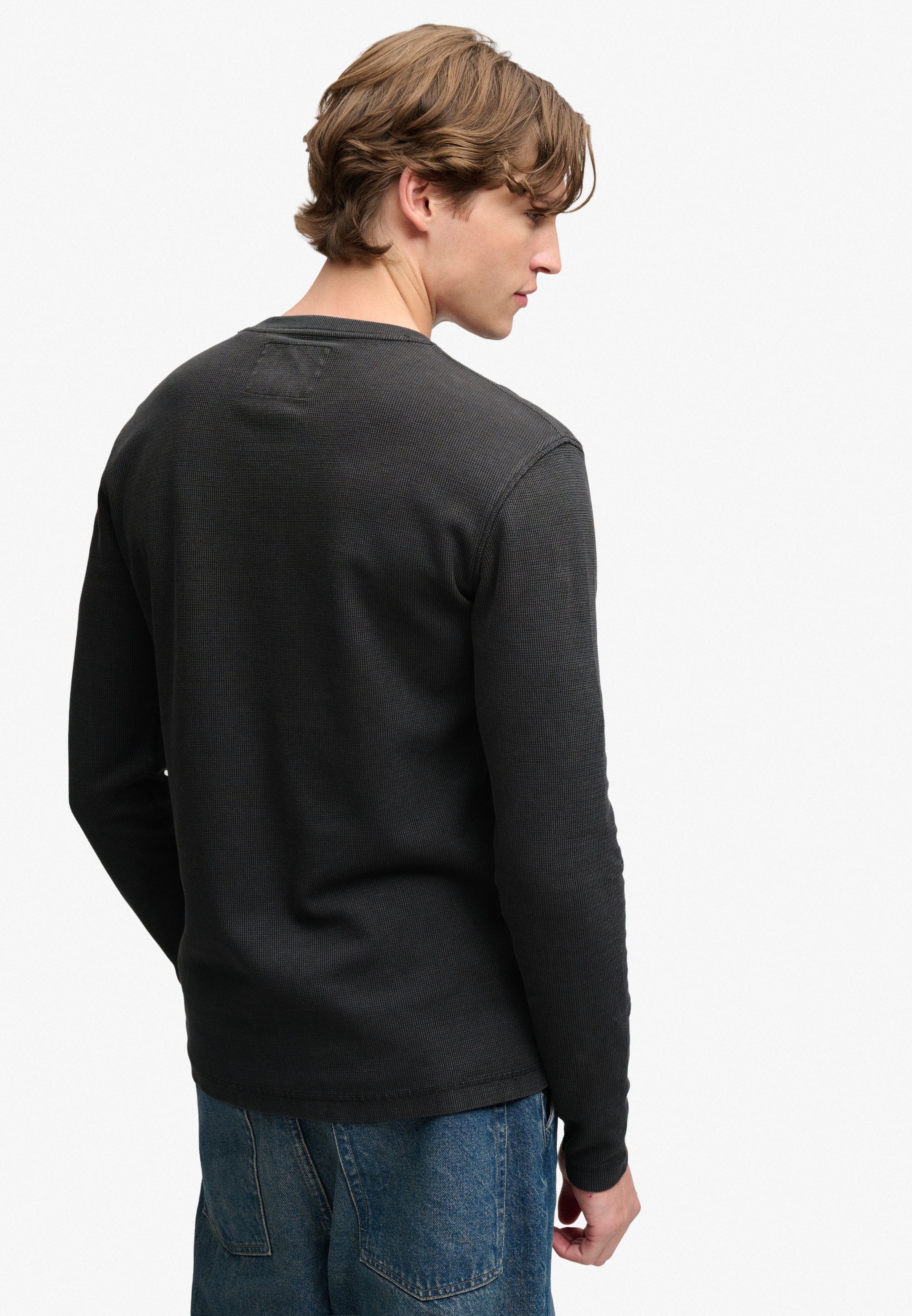 Superdry Langarmshirt »WAFFLE LONG SLEEVE HENLEY TOP« Baumwolle, relaxed fit