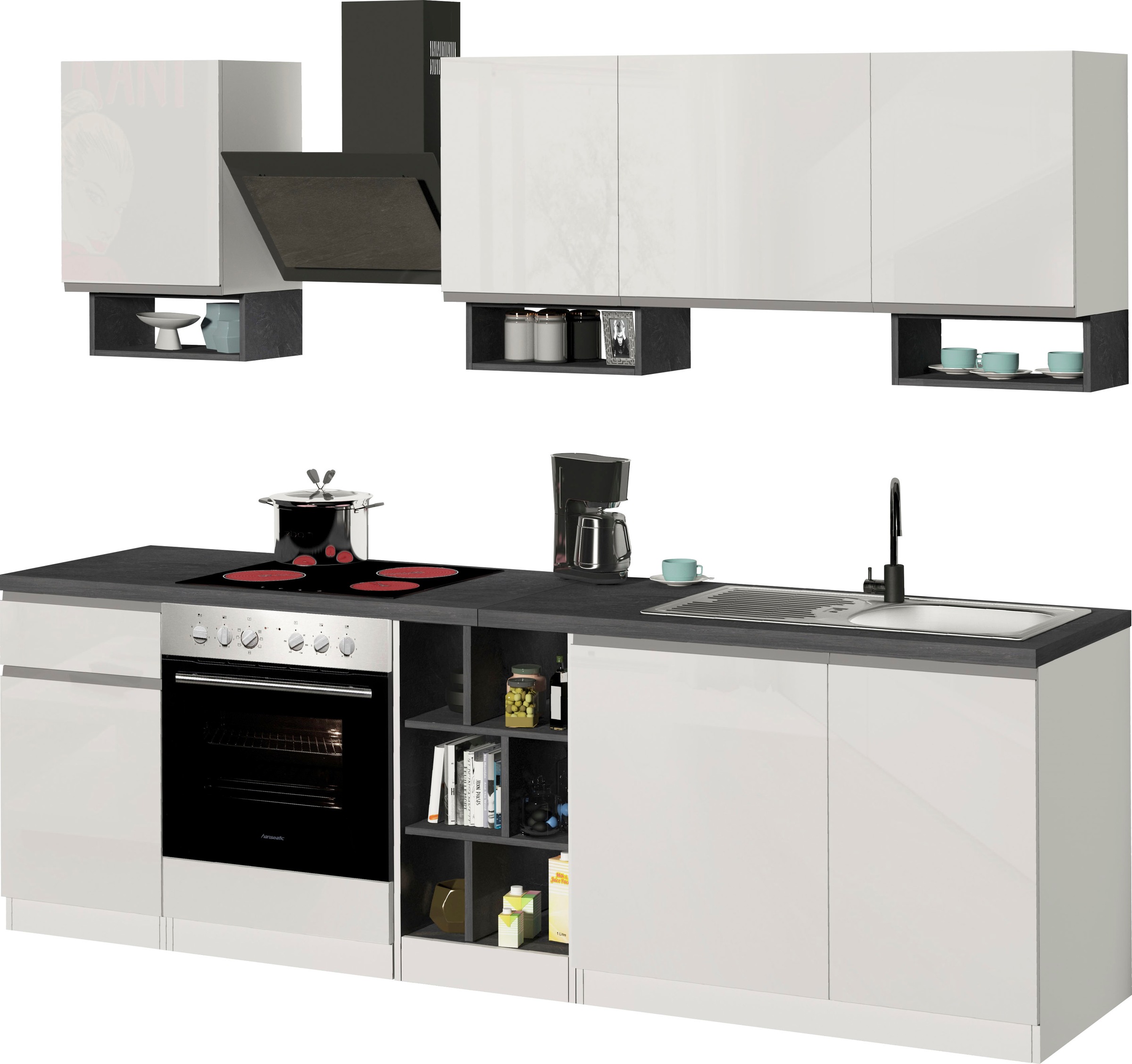 KOCHSTATION Küchenzeile »KS-Sole«, Breite 256 cm, mit Geschirr-Abtropfschrank, ohne E-Geräte