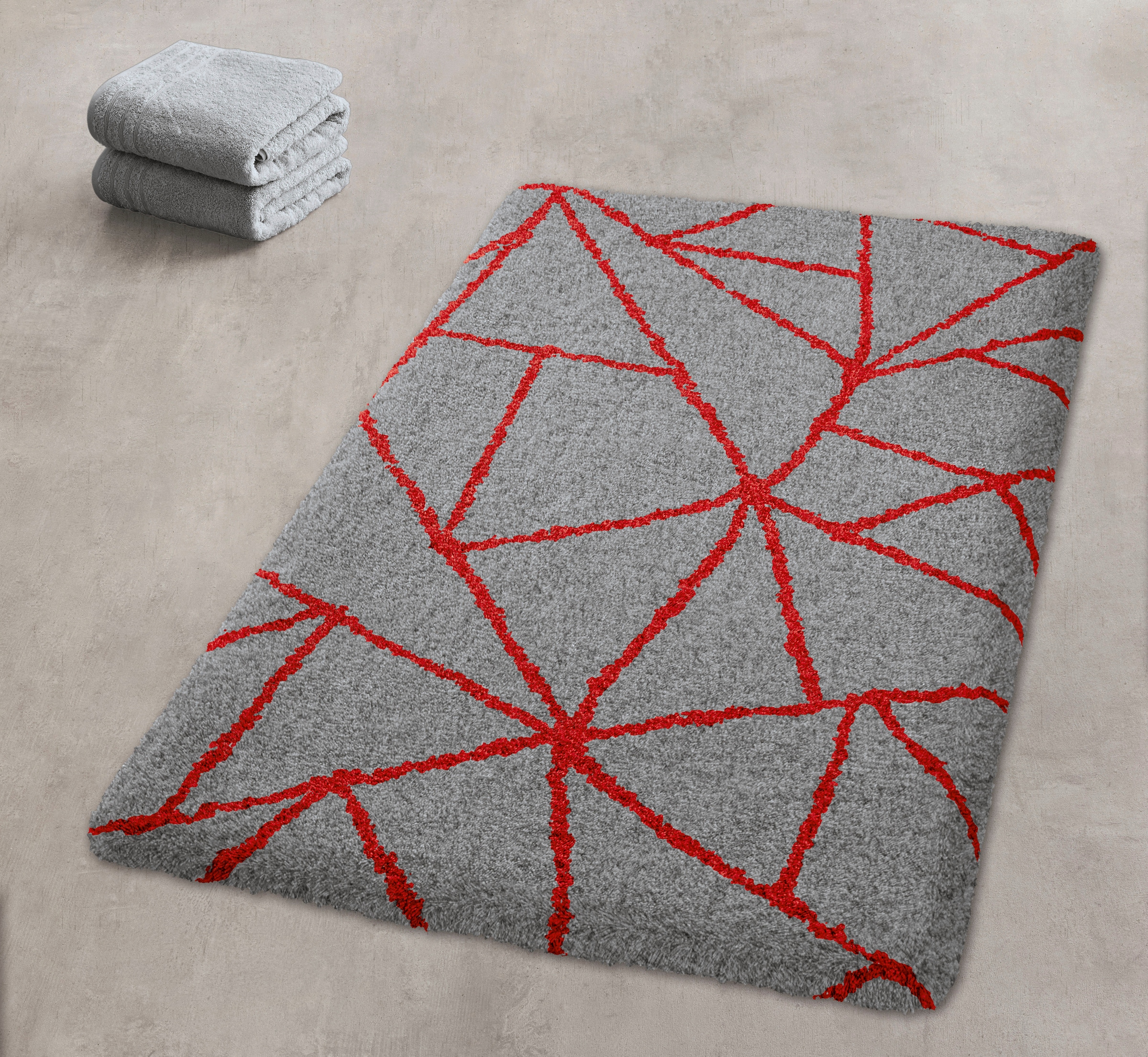 Kleine Wolke Badematte »»Bondi«« Höhe 20 mm rutschhemmend beschichtet fußbodenheizungsgeeignet Badteppich, modernes geometrisches Design, weicher Hochflor