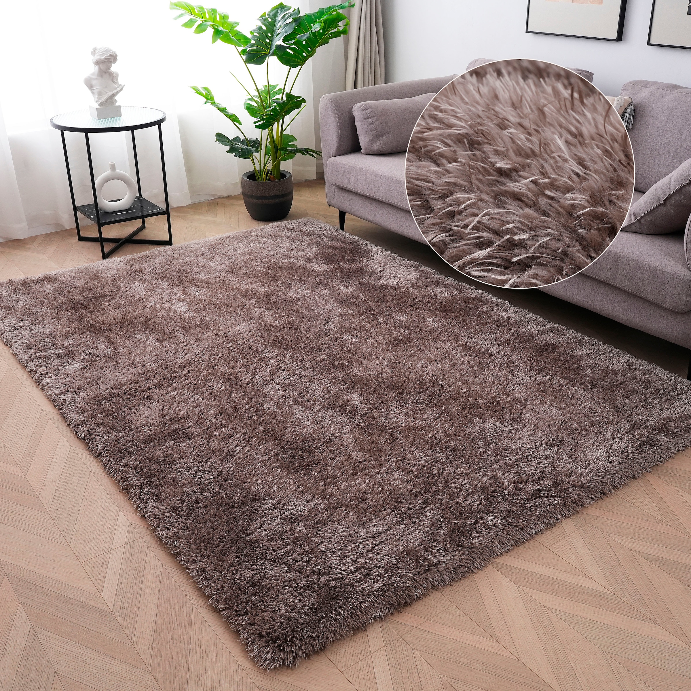 my home Hochflor-Teppich »Micro Shaggy«, rechteckig, 53 mm Höhe, weich, fla günstig online kaufen