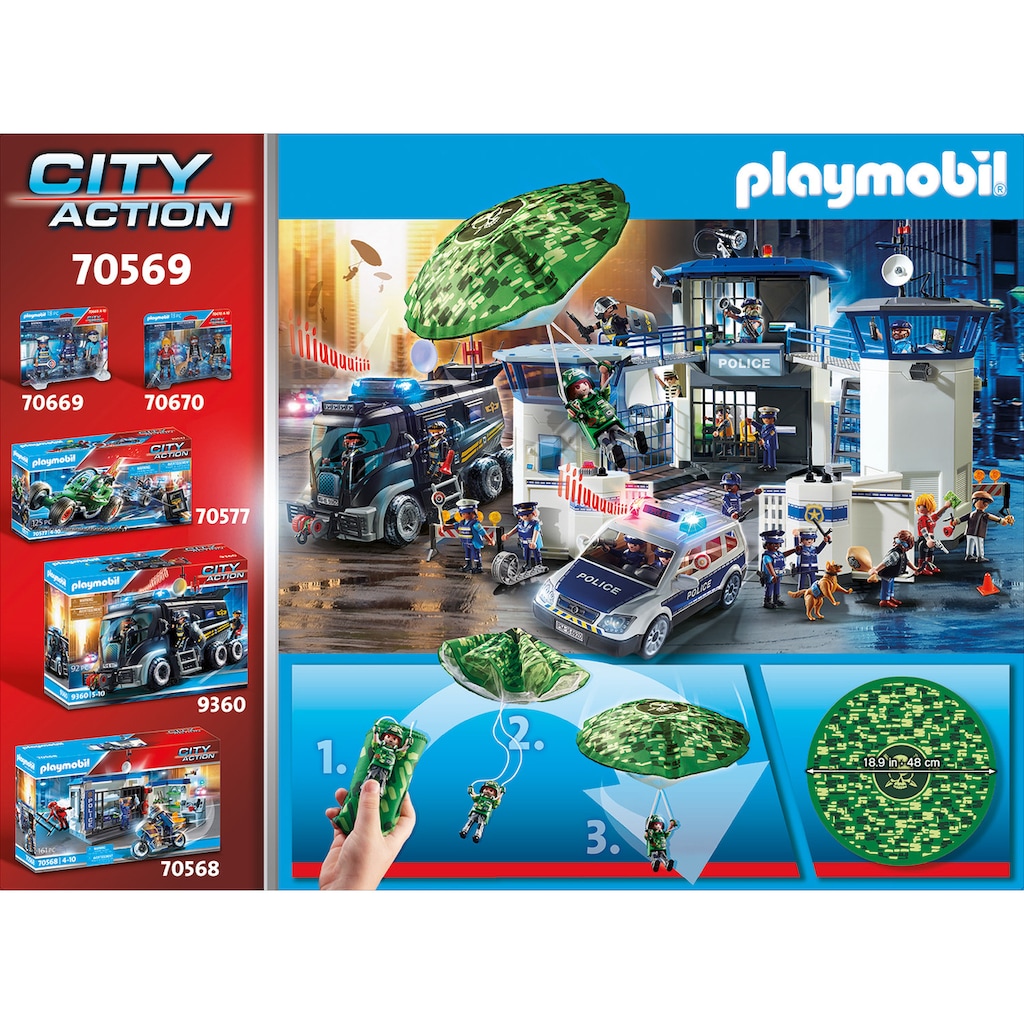 Playmobil® Konstruktions-Spielset »Polizei-Hubschrauber: Fallschirm-Verfolgung (70569), City Action«, (19 St.)