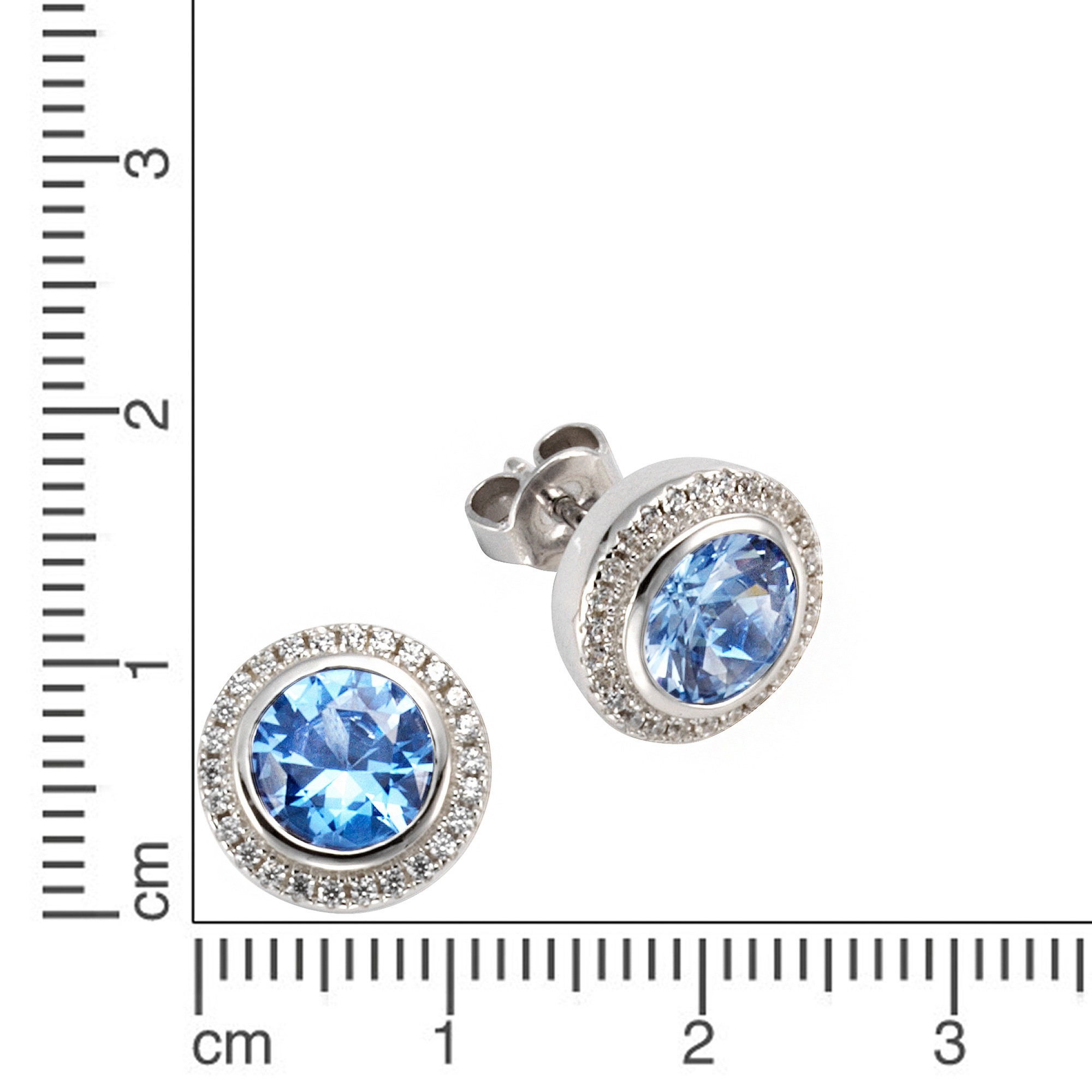 CELESTA Paar Ohrstecker »925/- Sterling Silber Zirkonia & sy. Blautopas«