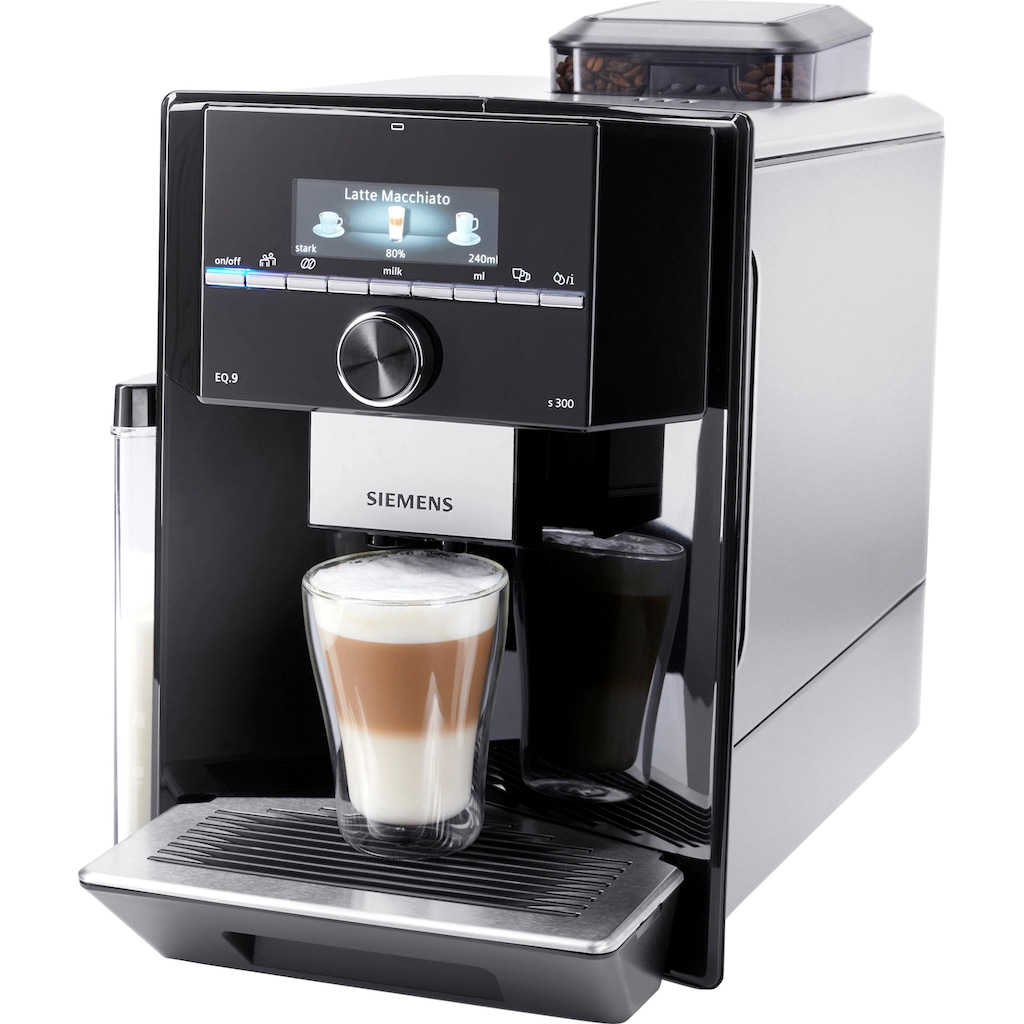 SIEMENS Kaffeevollautomat »EQ.9 s300 TI923509DE, schwarz/Edelstahl«