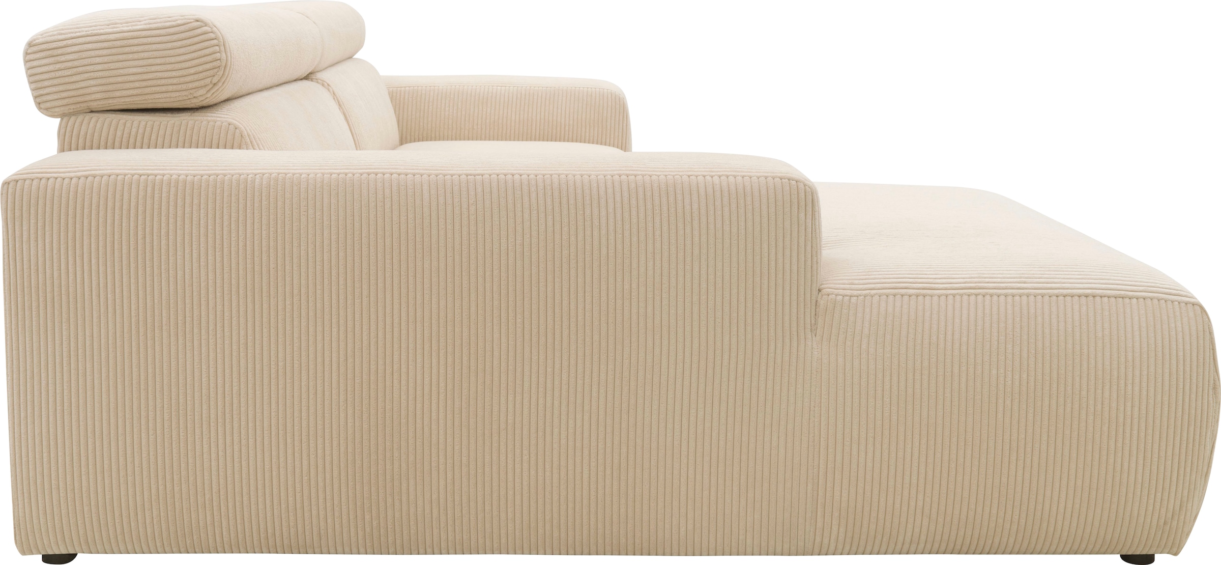 DOMO collection Ecksofa »Brandon B/T: 214/100 cm, belastbar bis 140kg/ Sitz, L-Form«, Cord, creme