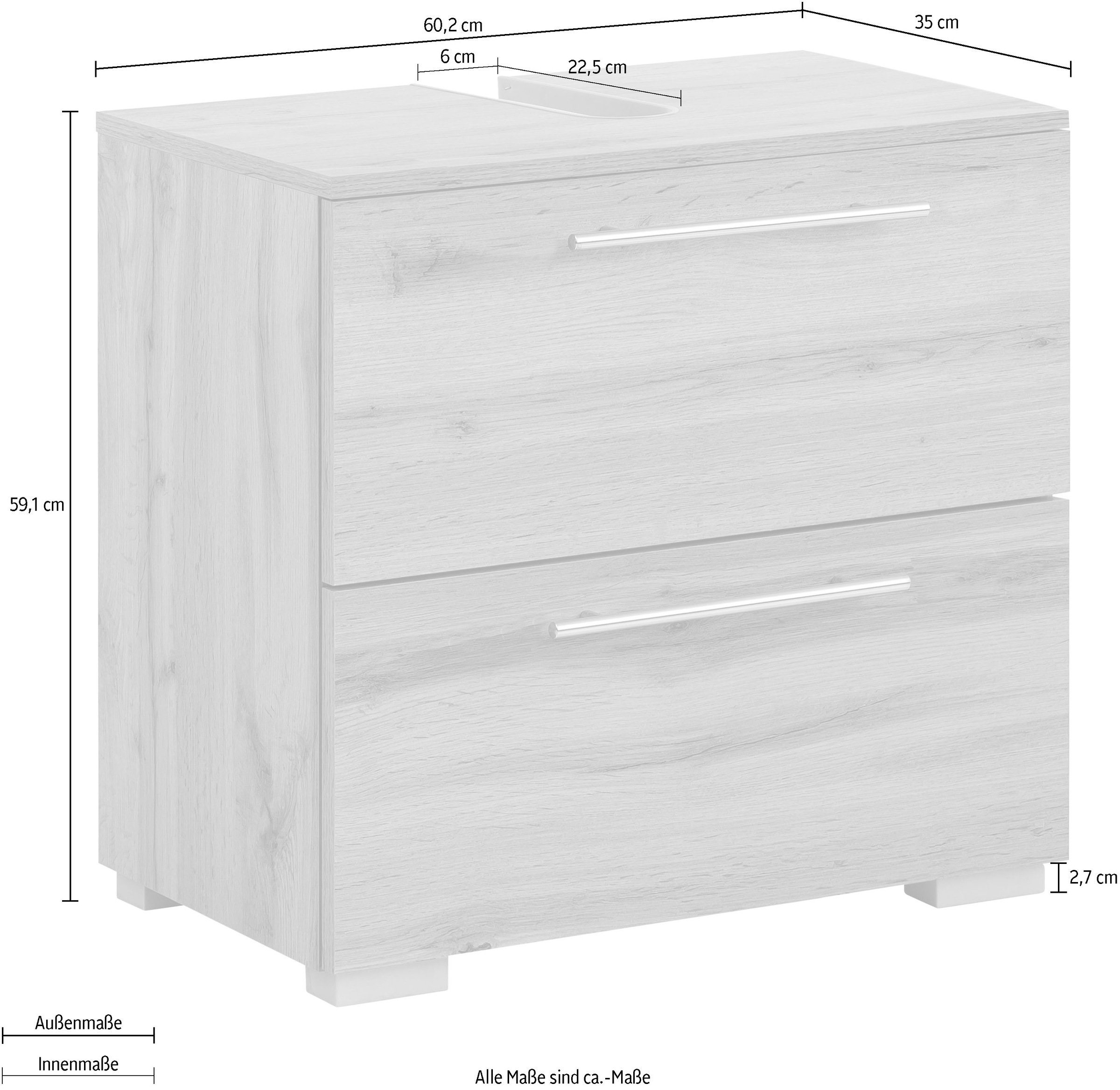 Schildmeyer Waschbeckenunterschrank »Carlos made in Germany«, Breite 60 cm