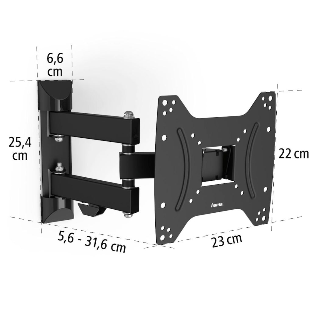 Hama TV-Wandhalterung »FULLMOTION 19"-48" (32",43"), 2 Arme Wandhalterung,schwarz,schwenkbar«, bis 122 cm Zoll, vollbeweglich schwenkbar neigbar ausziehbar