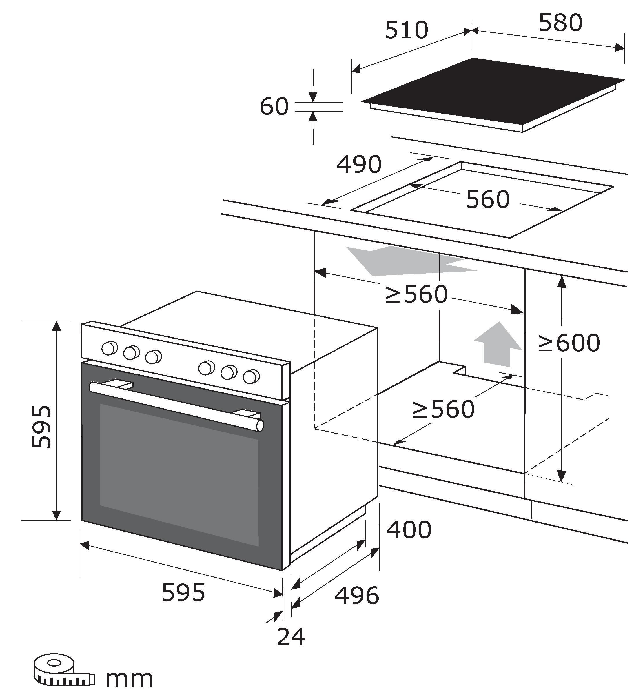 exquisit Backofen-Set »EHE346-120 Set mattschwarz« Backofen | Glaskeramikkochfeld, 2 Stk. tlg. Ober&Unterhitze mit 4-Zonen-Glaskeramikkochfeld – einfach & sicher!