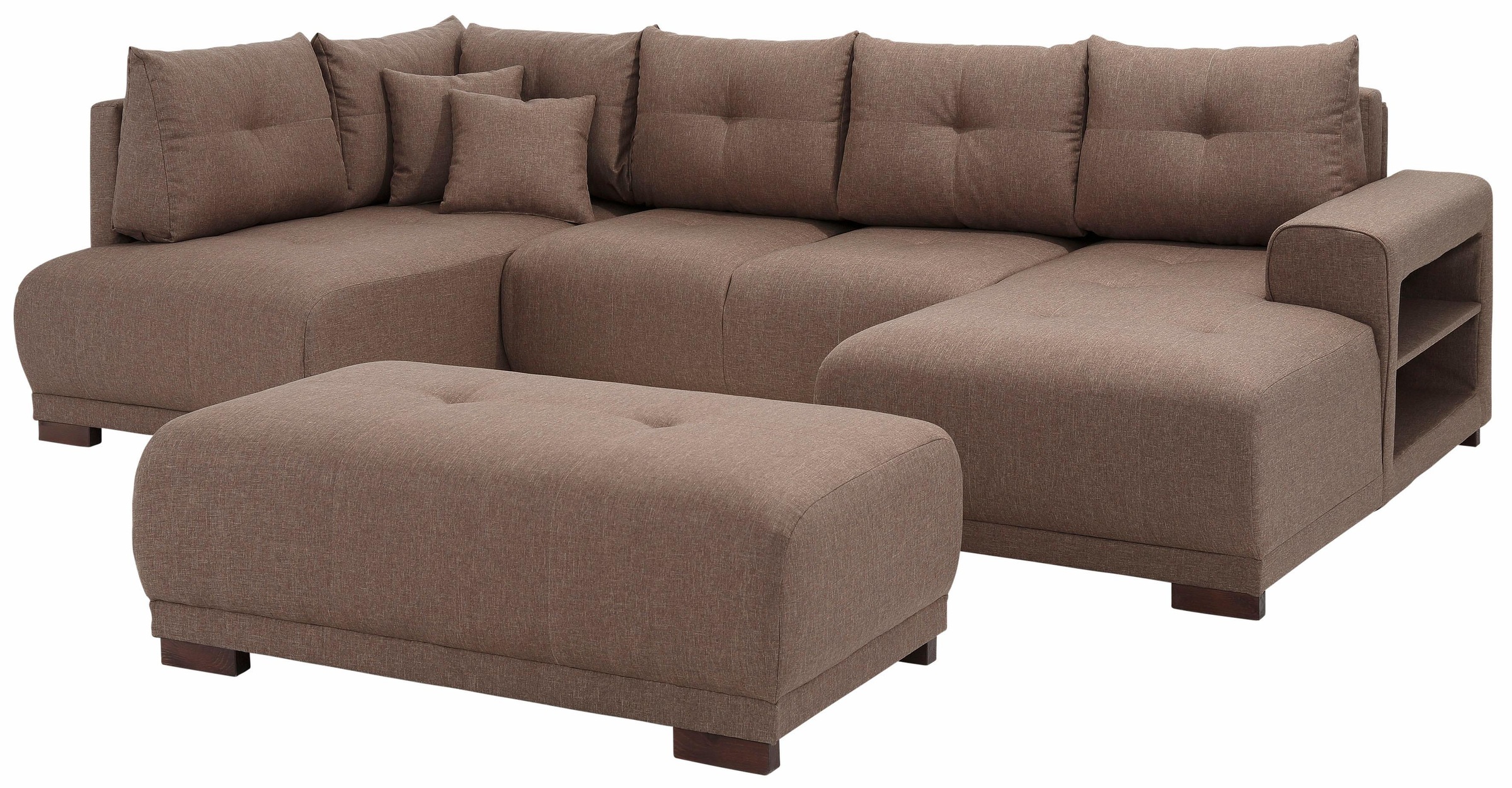 Home affaire Wohnlandschaft »Viborg U-Form«, mit Regal in der Armlehne, wahlweise mit Bettfunktion