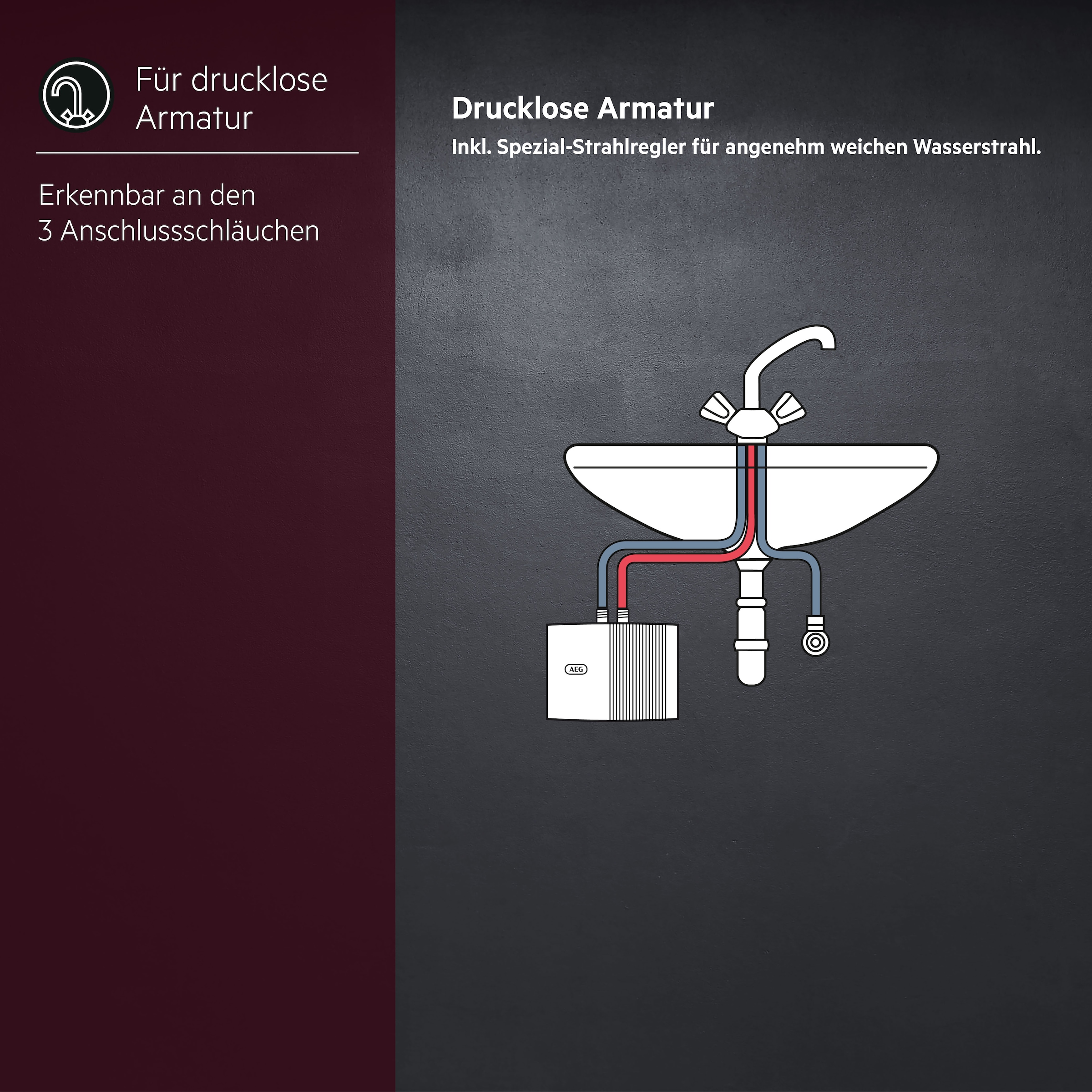 AEG Haustechnik Klein-Durchlauferhitzer »MTH 350 f. Handwaschbecken, 3,5 kW, m. Stecker« 230V, hydraulisch, drucklos
