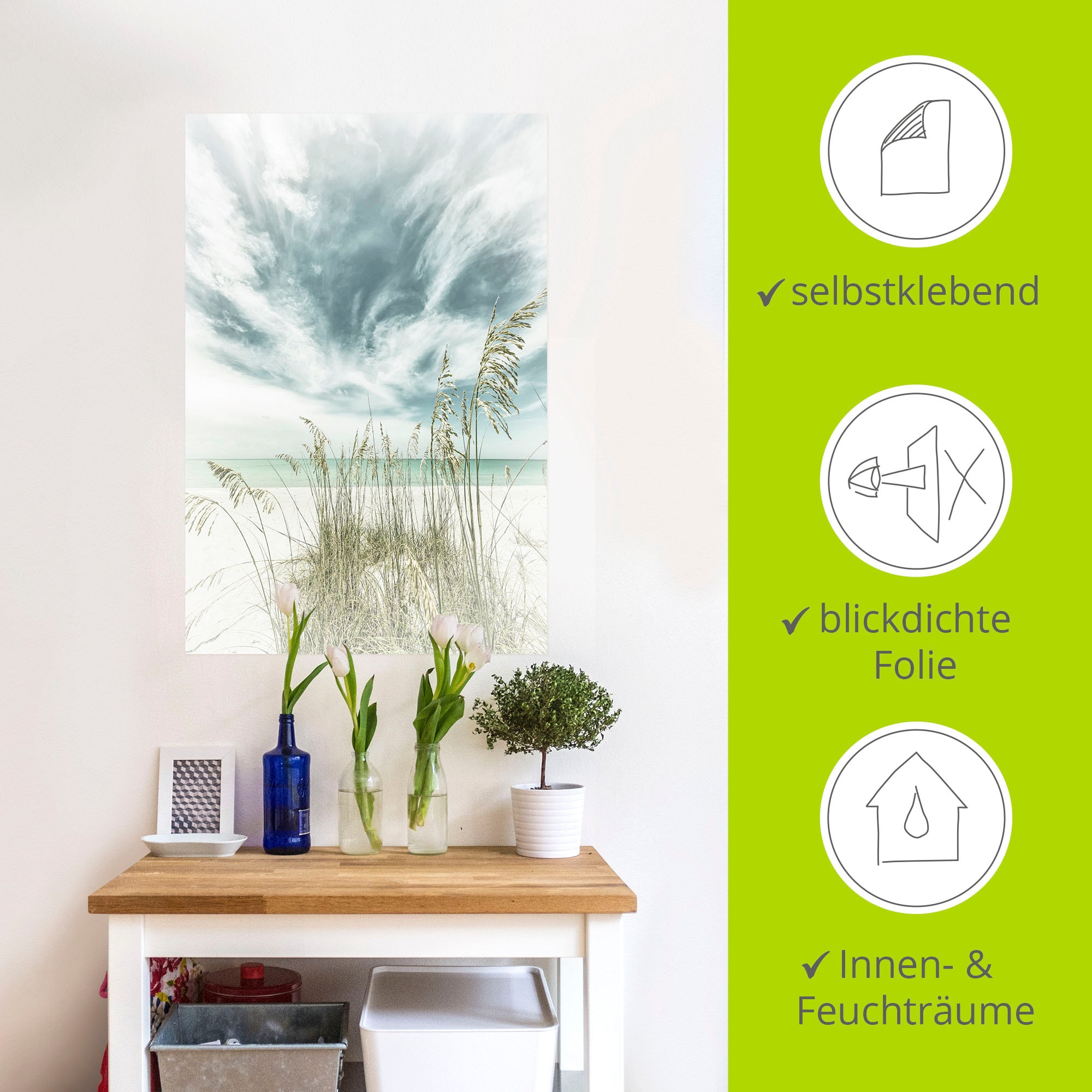 Artland Wandbild »Himmlische Stille am Strand Vintage«, Strandbilder, (1 St.), als Alubild, Outdoorbild, Leinwandbild, Poster, Wandaufkleber
