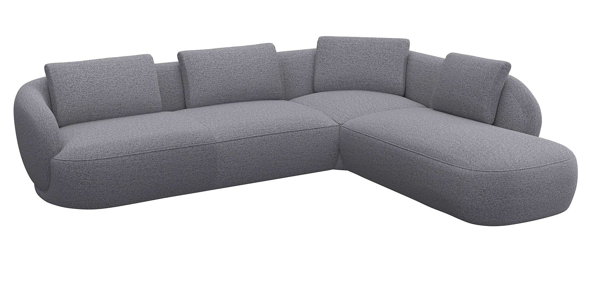FLEXLUX Ecksofa »Torino, rund, L-Form, Sofa-Ecke mit Ottomane«, Modernes, o günstig online kaufen