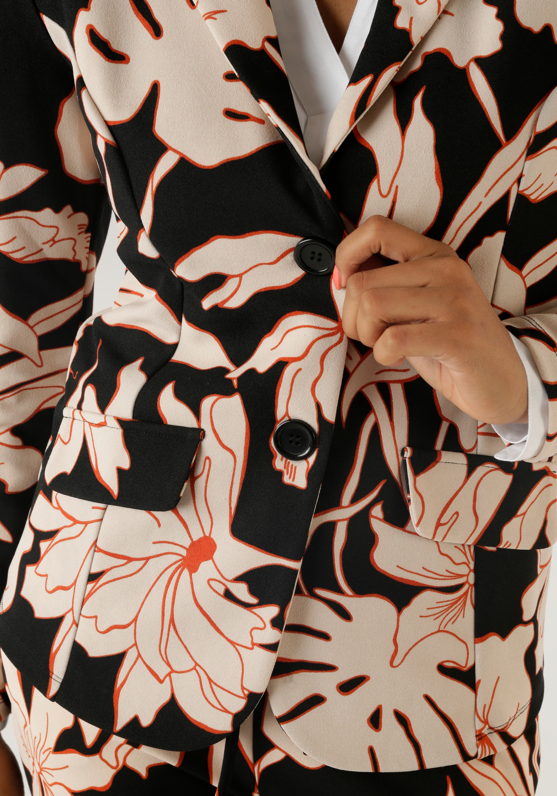 Aniston SELECTED Jerseyblazer, mit großflächigem und abstraktem Blumenmuster - NEUE KOLLEKTION