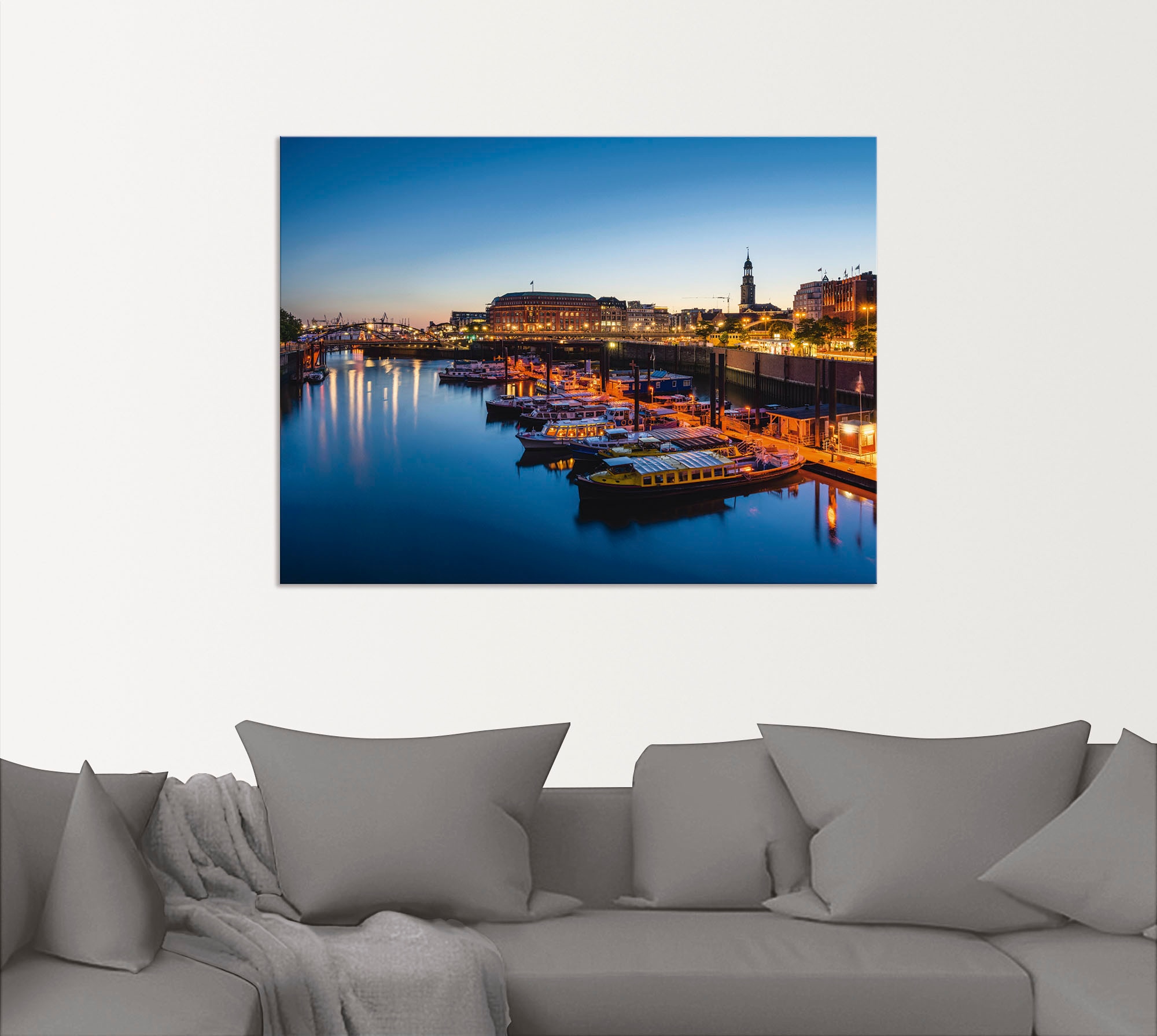 Artland Wandbild »Hamburg Hafen Panorama mit Michel«, Deutschland, (1 St.), günstig online kaufen