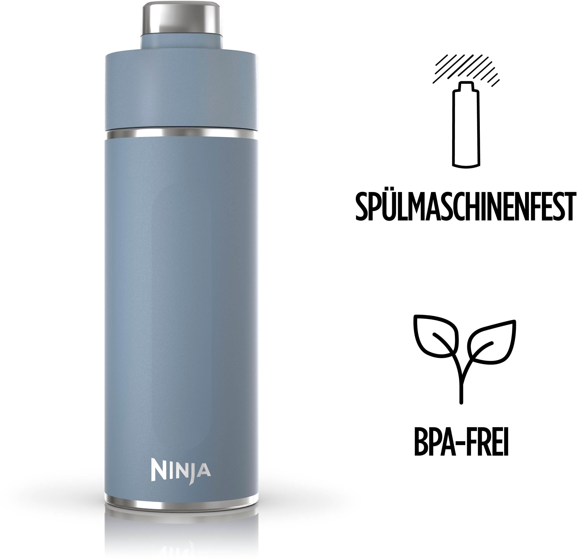NINJA Isolierflasche »Ninja Thirsti Reiseflasche – 530 ml DW1801EUU / 700 ml DW2401EUU«, Getränke bleiben 24 Stunden kalt, 12 Stunden heiß, Eis hält 2 Tage