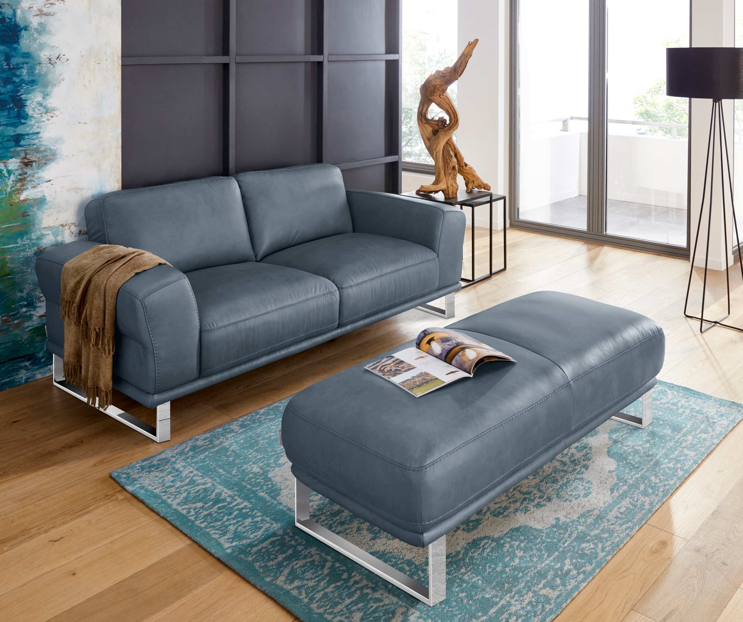 W.SCHILLIG Hocker »montanaa«, mit Metallkufen in Chrom glänzend, Breite 141 cm