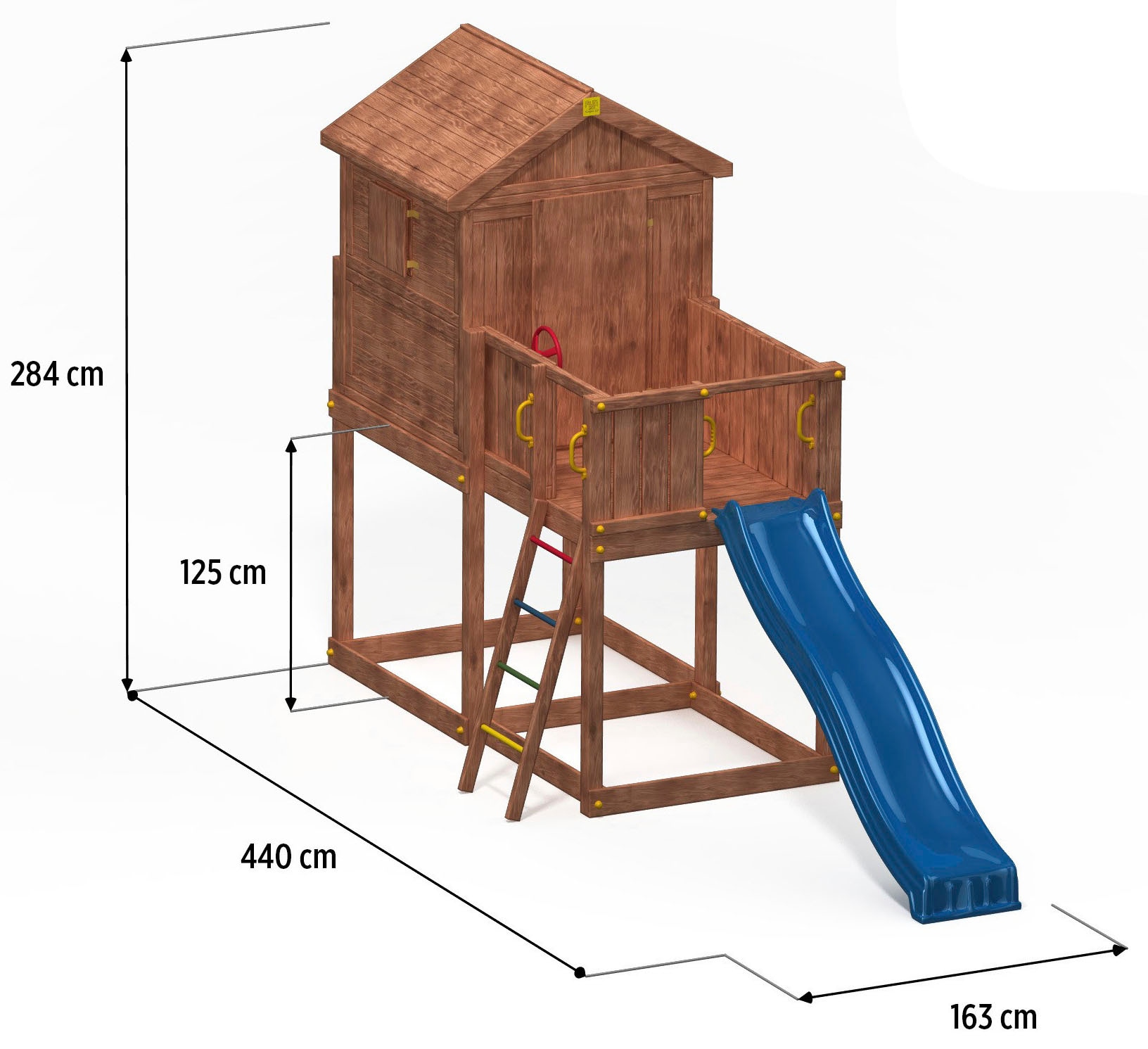 FUNGOO Spielturm »My House«, Spielhaus & Rutsche, Sandkasten