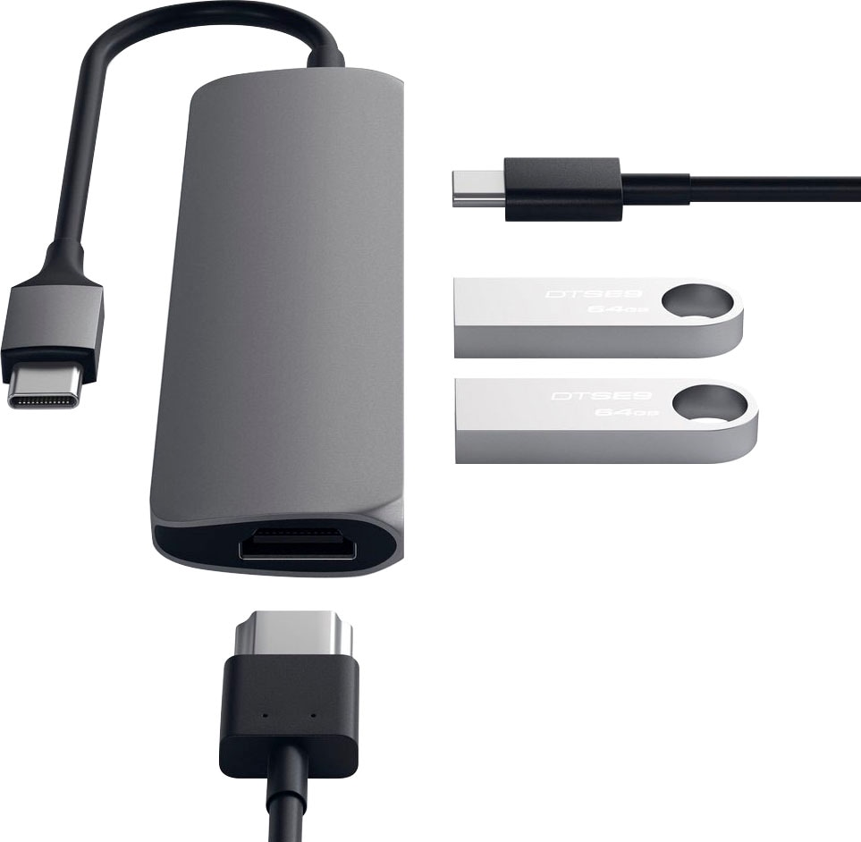 Satechi Adapter »Type-C Slim Multi-Port 4K Pass-through«, 12 cm