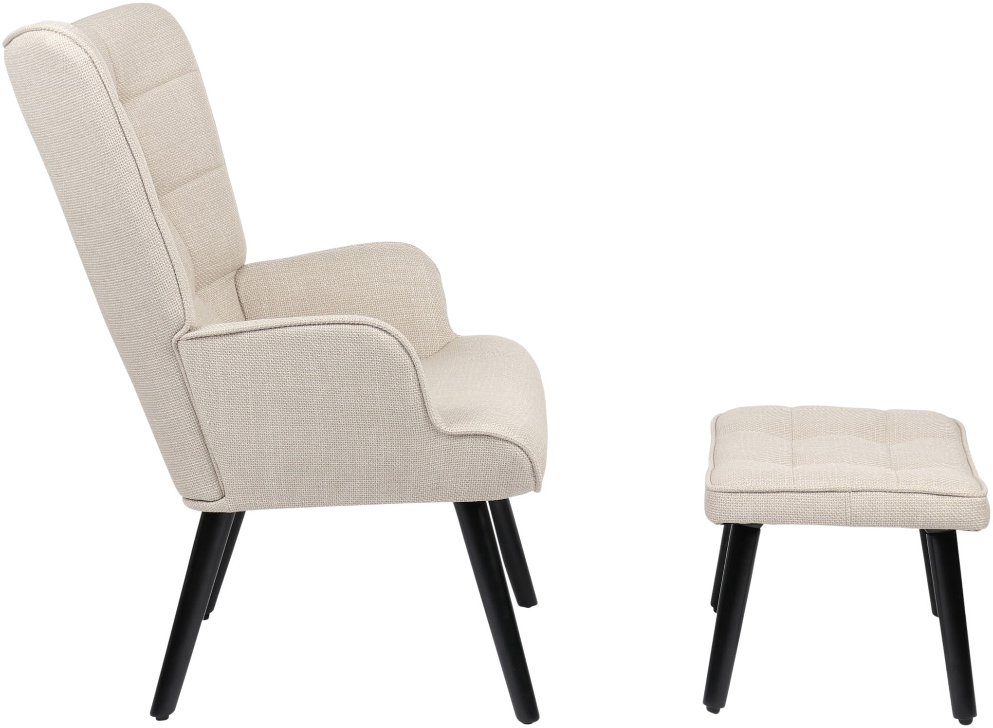 HELA Loungesessel »PAROS«, (Set, 2 St., Sessel mit Hocker), Sessel mit Hocker;Loungesessel;4-Fuß Massiv;Webstoff;Armlehnen