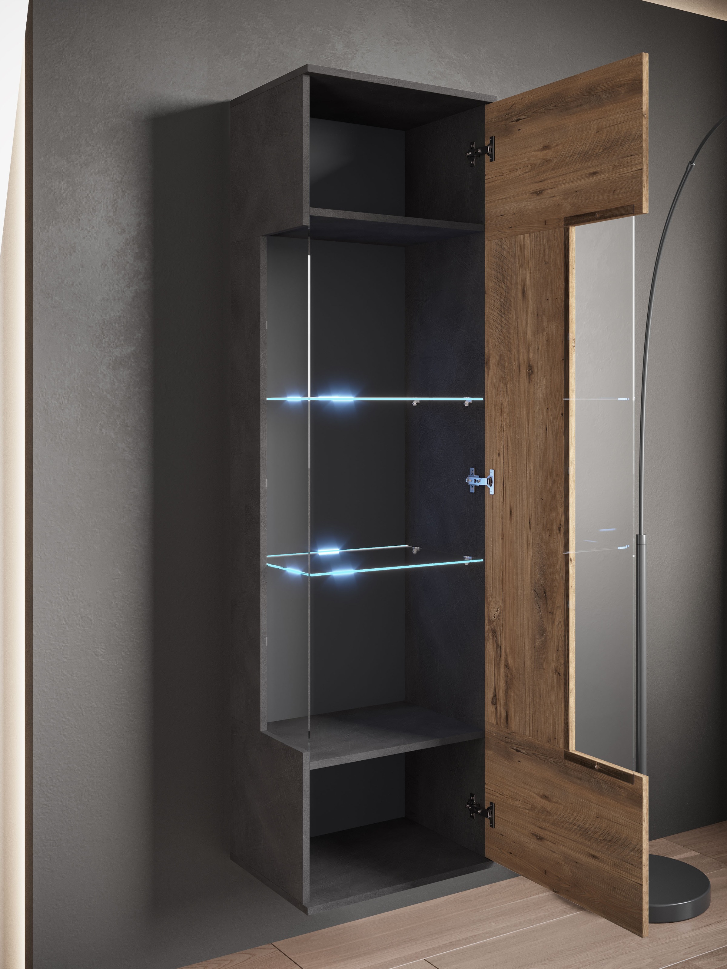 INOSIGN Vitrine »Kenia, stehend und hängend, Türanschlag wechselbar«, (1 St.), Vitrineschrank mit Glastüren 160 cm Höhe
