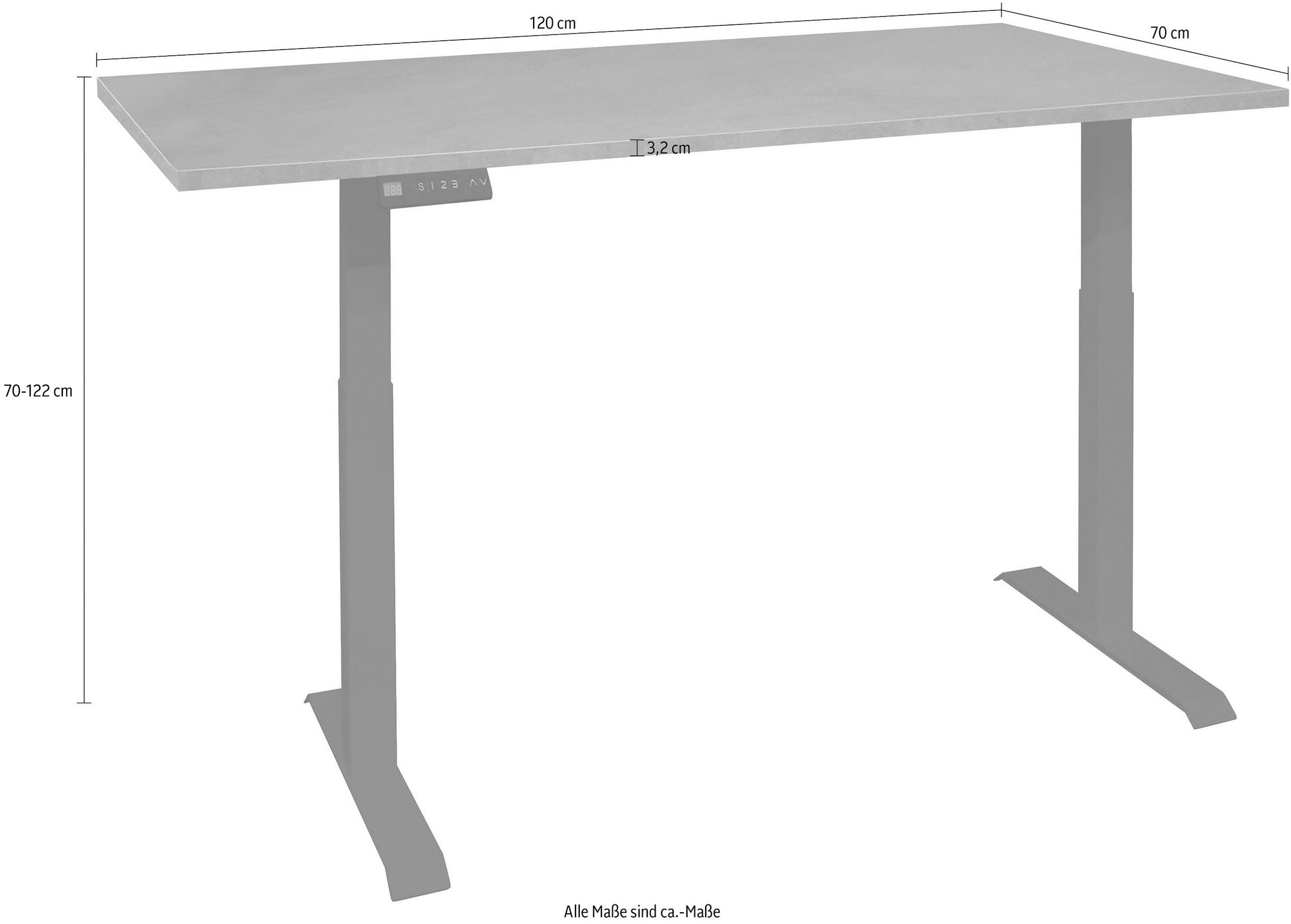 Mäusbacher Schreibtisch »Big System Office, Arbeitstisch, Bürotisch«, Breite 120 cm, elektrisch höhenverstellbar, beton